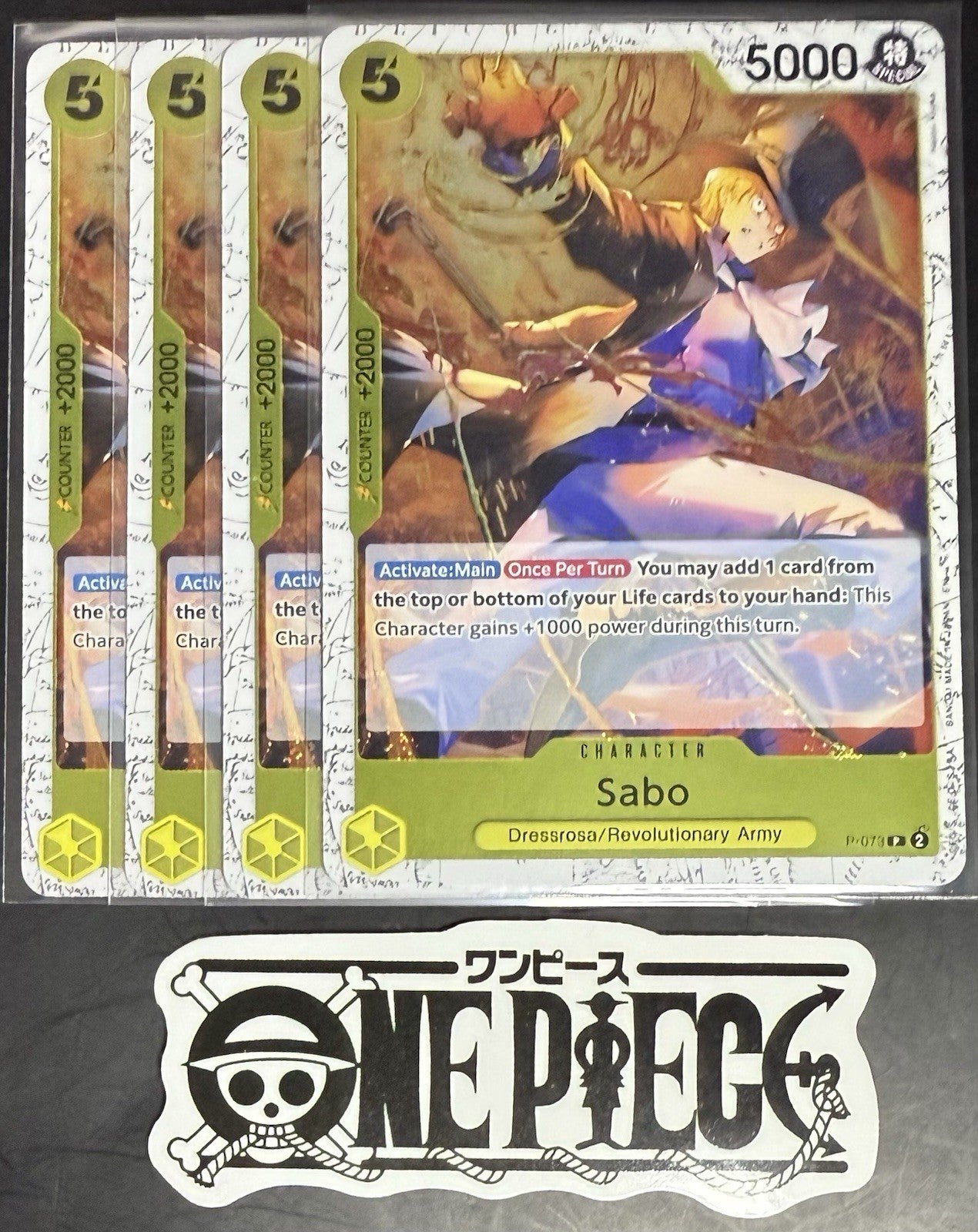 4 x One Piece P-073 P  Sabo - English - PRB02 Foil - Playset - NM/M