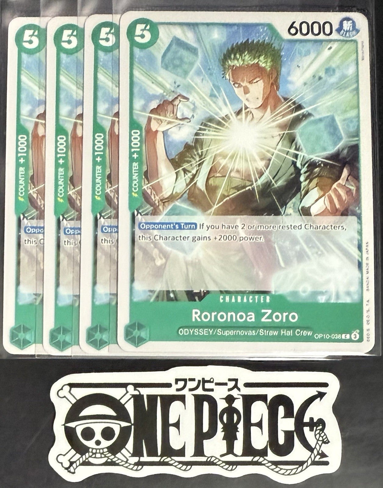 4x One Piece OP10-038 C Roronoa Zoro - ENG - Regular - Playset - TCG - NM/M