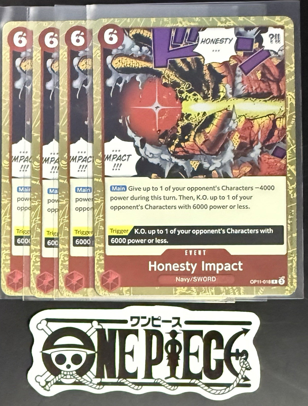 4x One Piece OP11-018 R Honesty Impact - English - Foil - Playset - TCG - NM/M