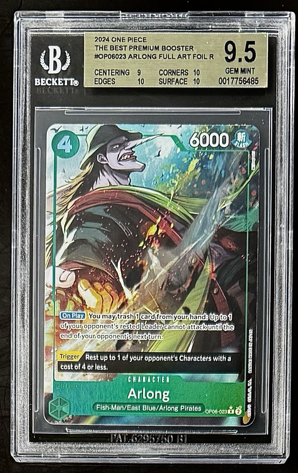 BGS 9.5 One Piece OP06-023 R* Arlong Full Art - English - Wings of the Captain