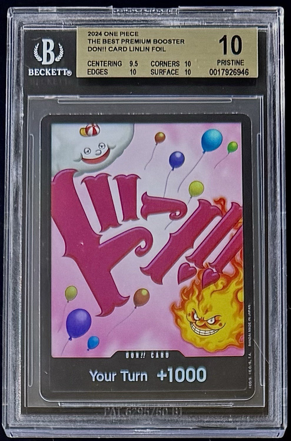 BGS 10 One Piece PRB01 Don!! Card Linlin - English - The Best - Graded