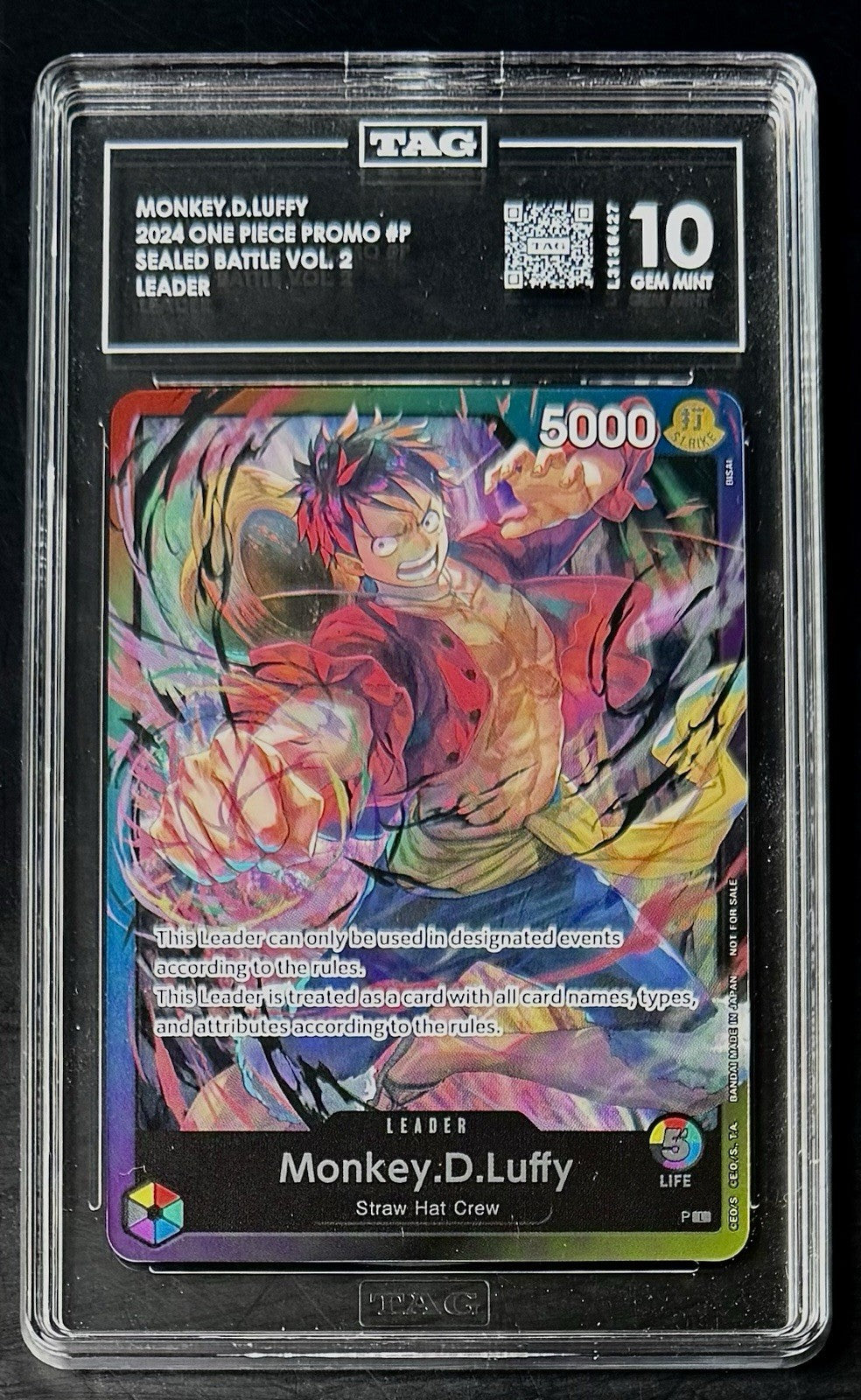 TAG 10 One Piece P L - Monkey.D.Luffy - EN - Foil - Sealed Battle - Graded