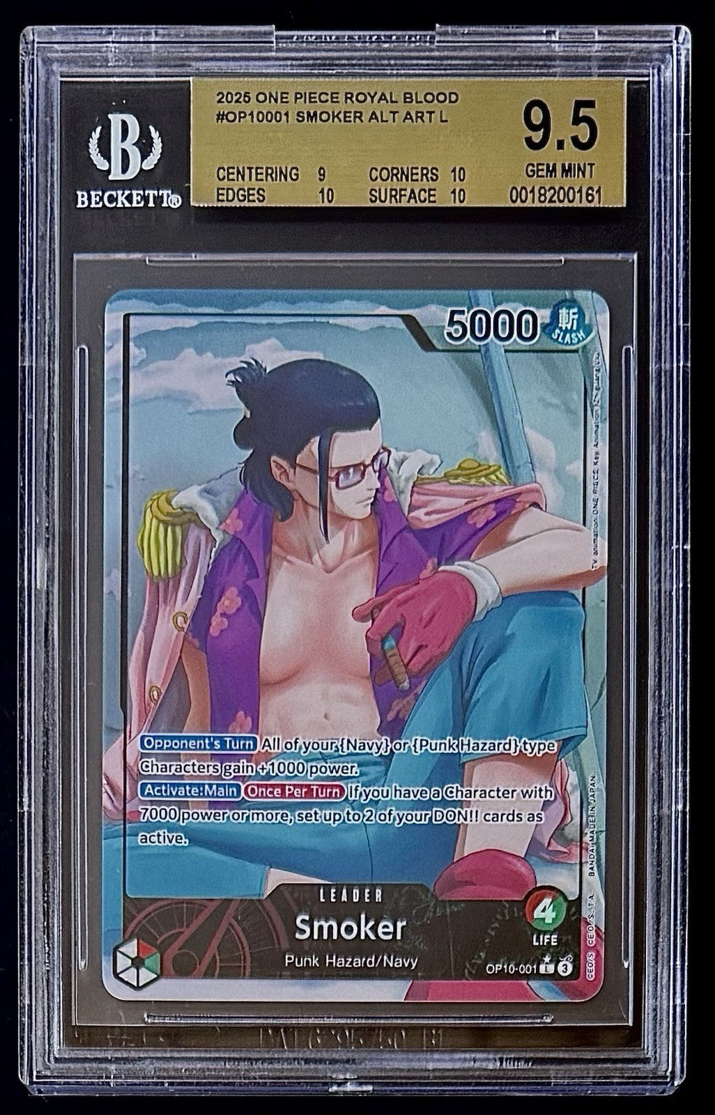 BGS 9.5 One Piece OP10-001 L* Smoker Alt Art - English - Royal Blood - Graded