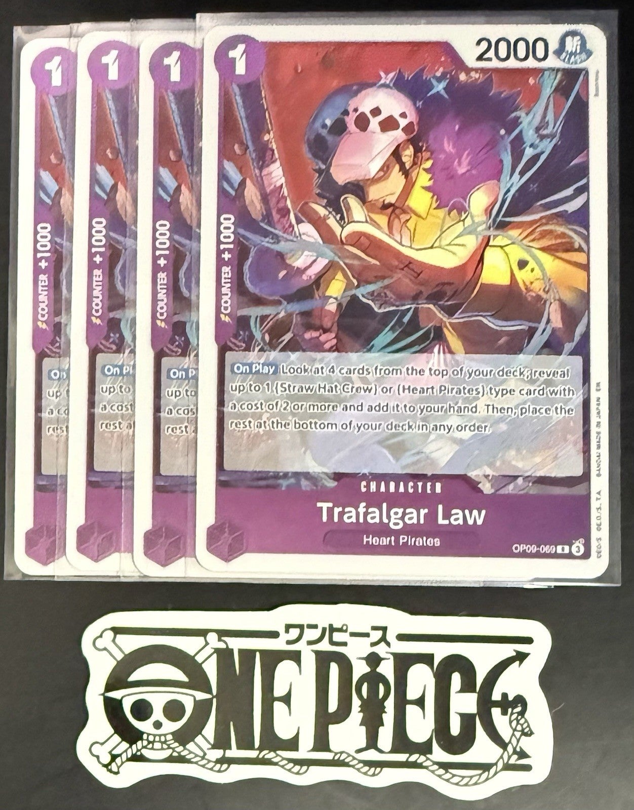 4x One Piece OP09-069 R Trafalgar Law - English - Foil - Playset - TCG - NM/M