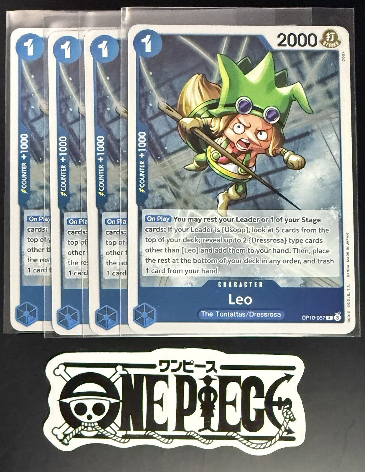 4x One Piece OP10-057 R Leo - English - Foil - Playset - TCG - NM/M