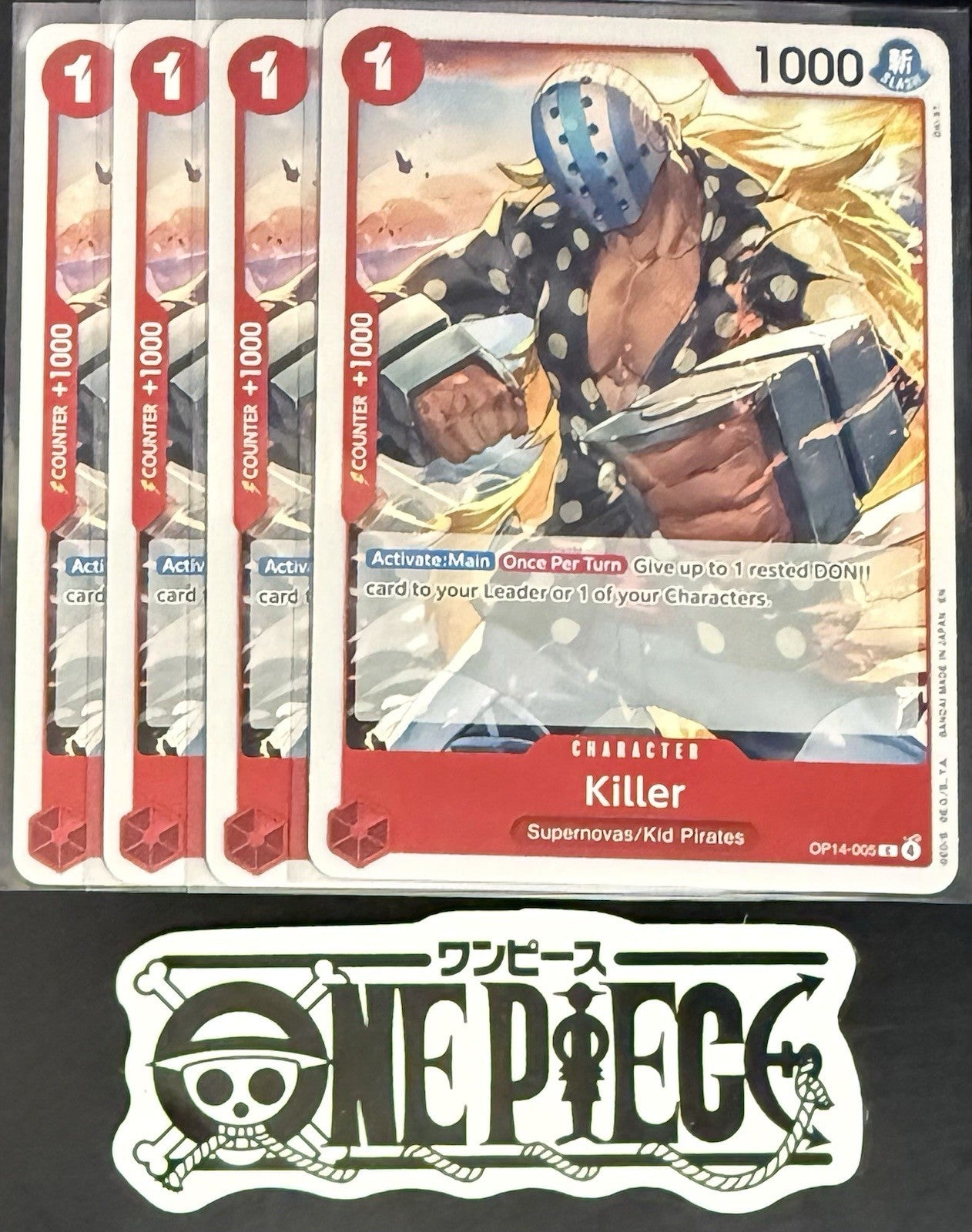 4x One Piece OP14-005 C Killer - ENG - Regular - Playset - NM/M