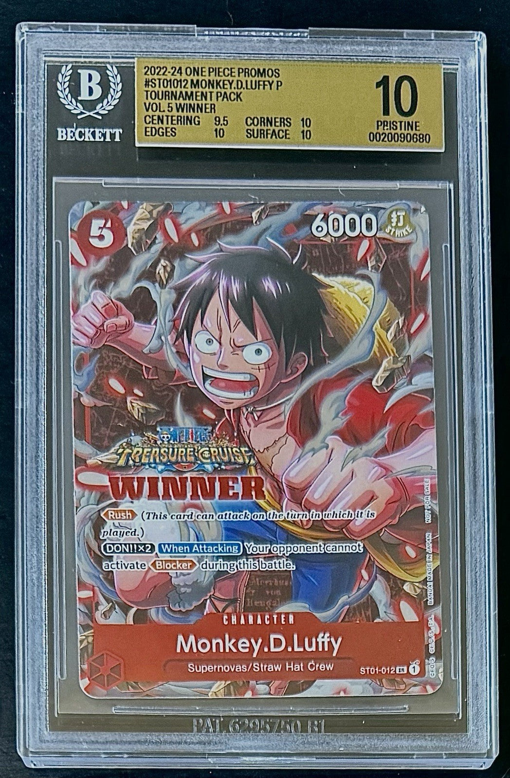 BGS 10 One Piece ST01-012 SR - Monkey.D.Luffy - EN - Foil - Tournament Winner