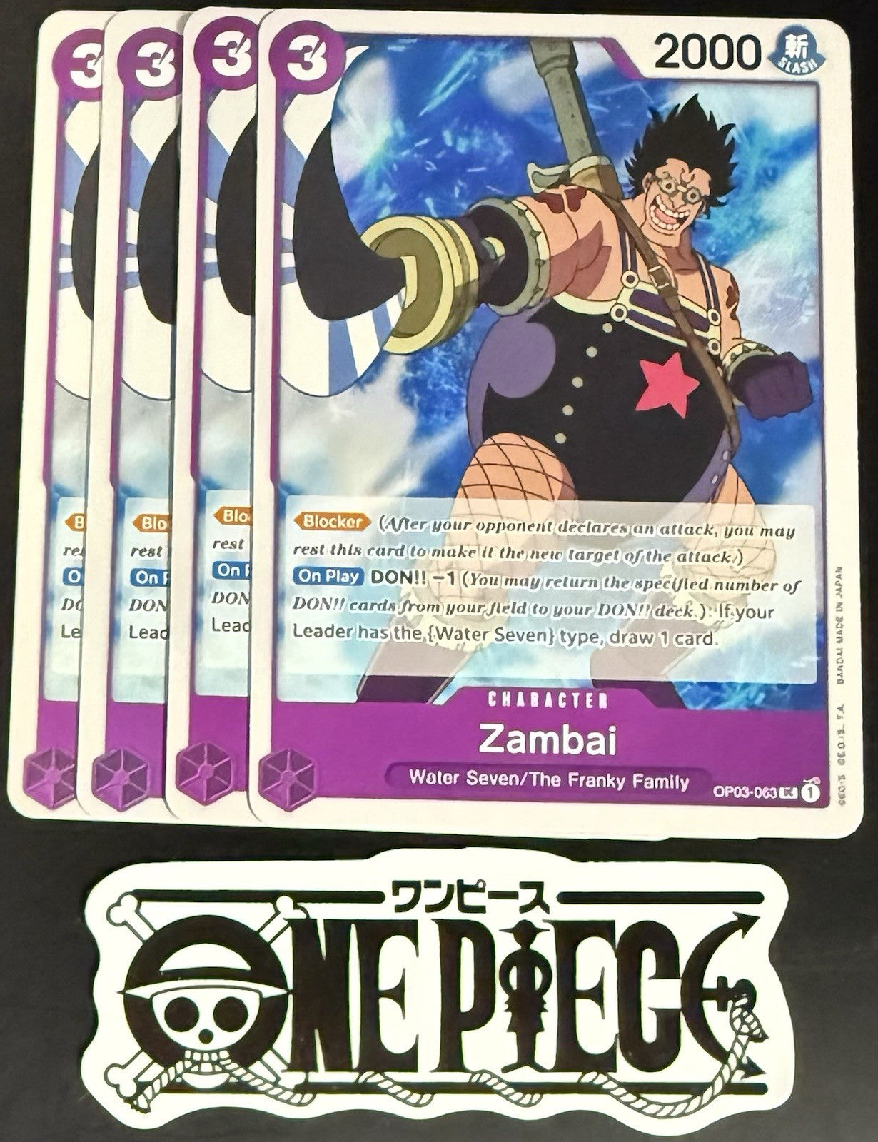 4x One Piece OP03-063 UC Zambai - English - Regular - Playset - TCG - NM/M