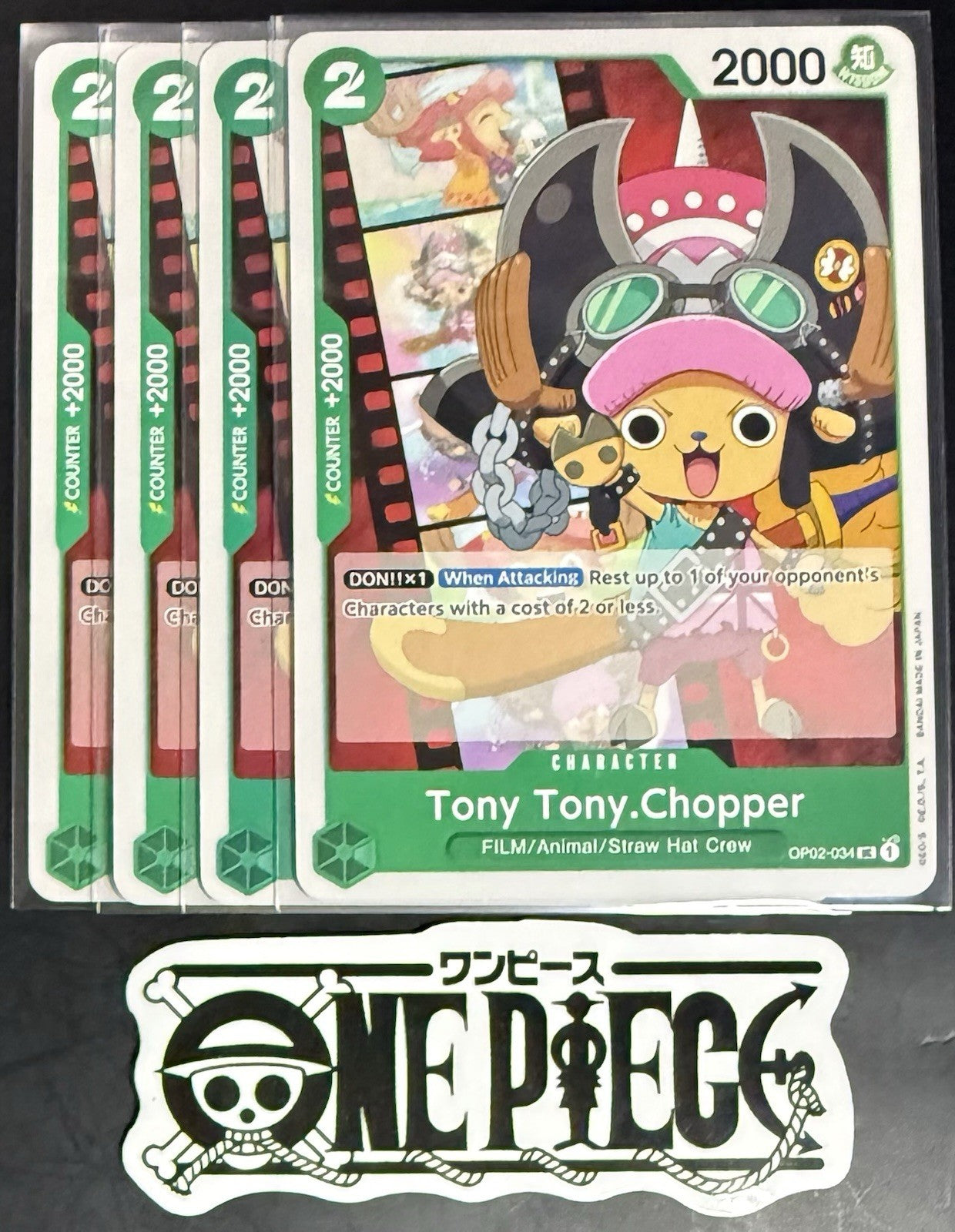 4x One Piece OP02-034 UC Tony Tony.Chopper- ENG - Regular - Playset - TCG - NM/M