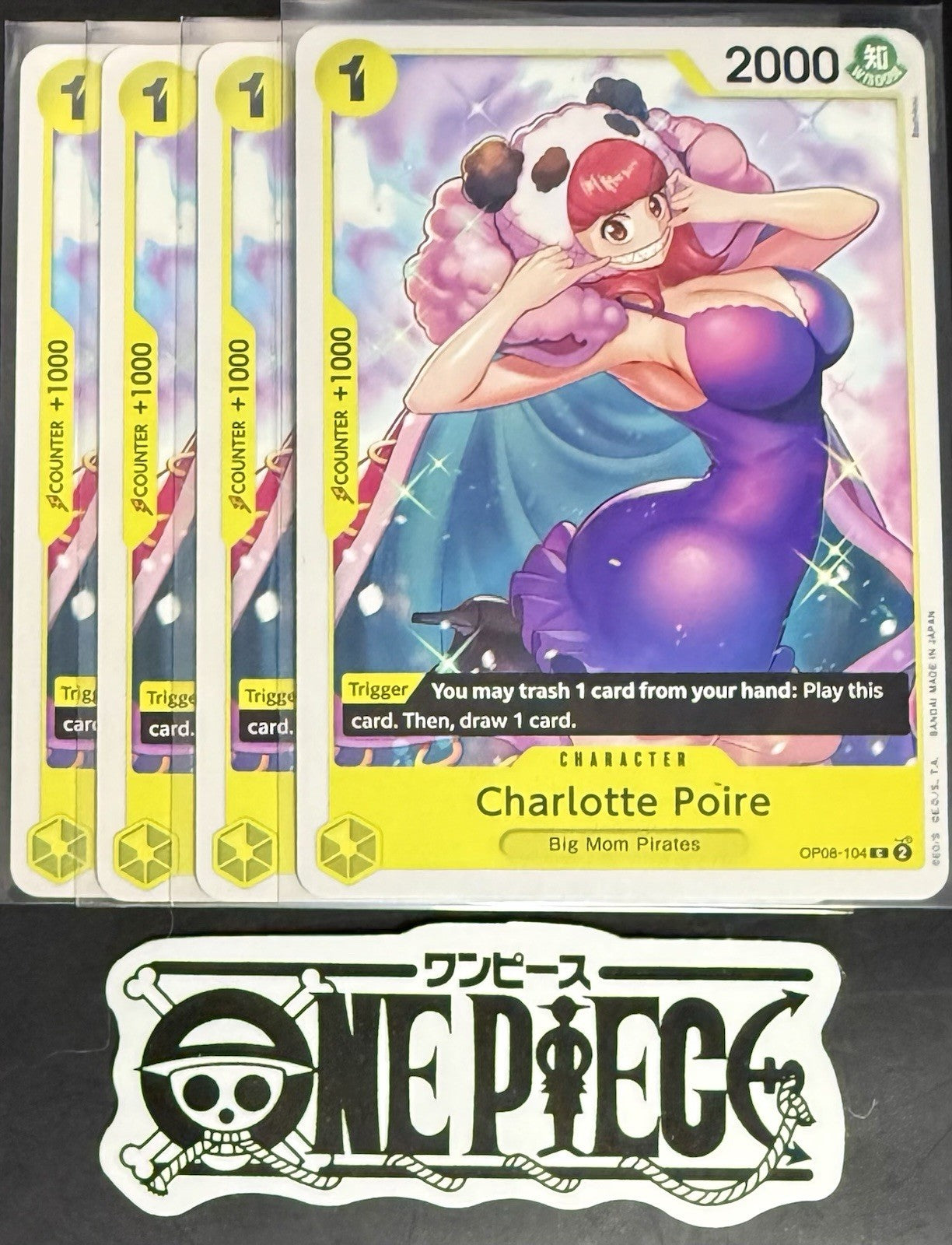 4x One Piece OP08-104 C Charlotte Poire - ENG - Regular - Play Set - TCG - NM/M