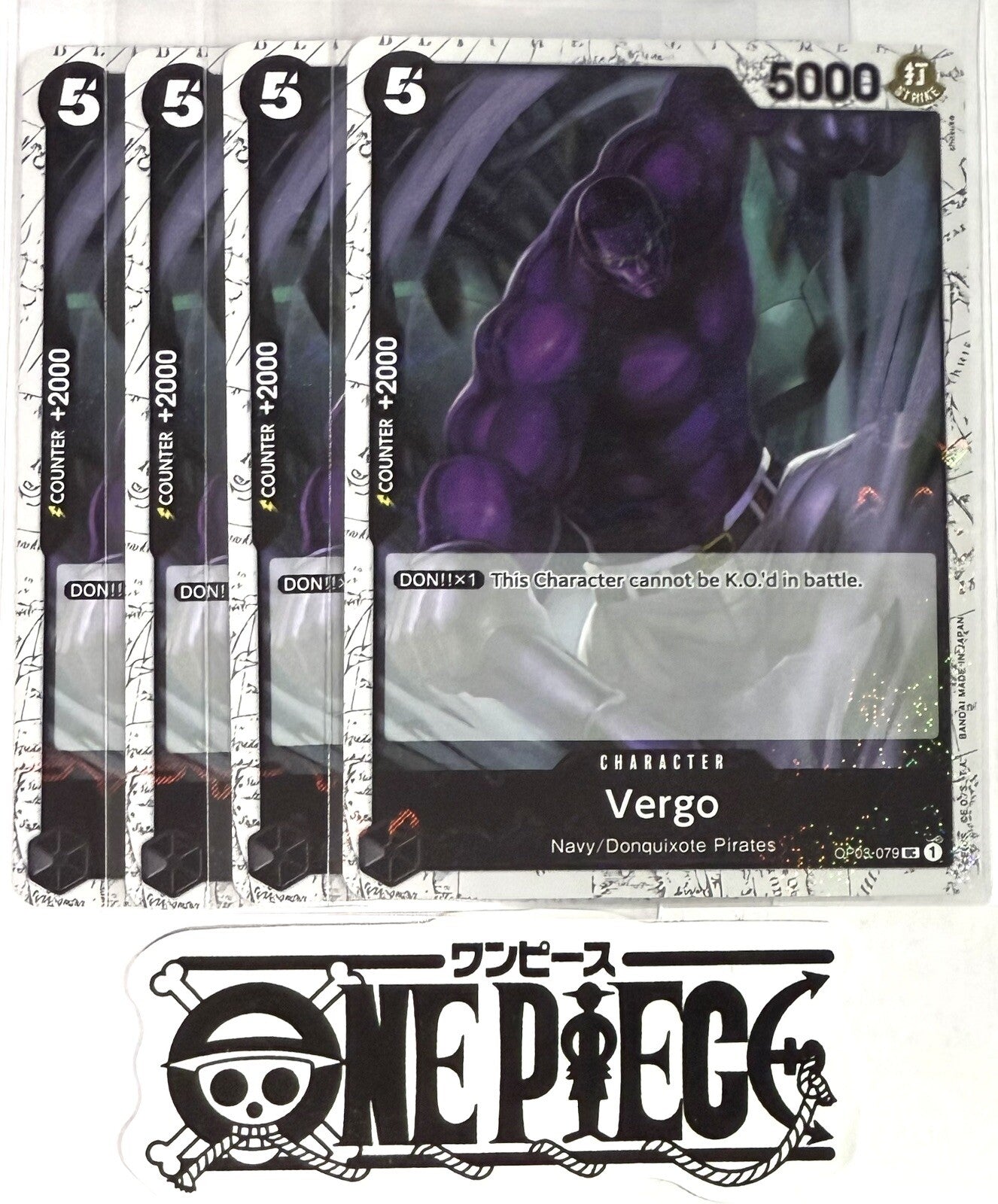 4x One Piece OP03-079 UC Vergo - Flag Foil - English - Playset - TCG - NM/M