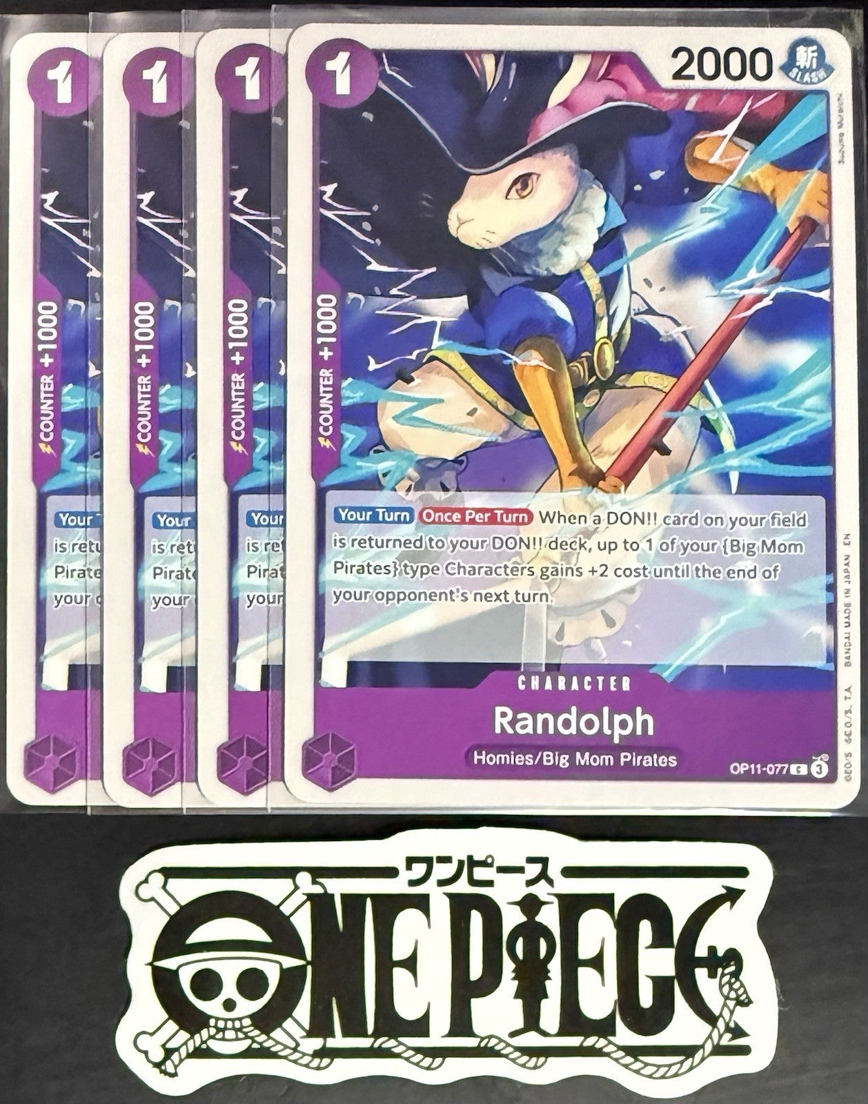 4 x One Piece OP11-077 C Randolph - ENG - Regular - Playset - TCG - NM/M
