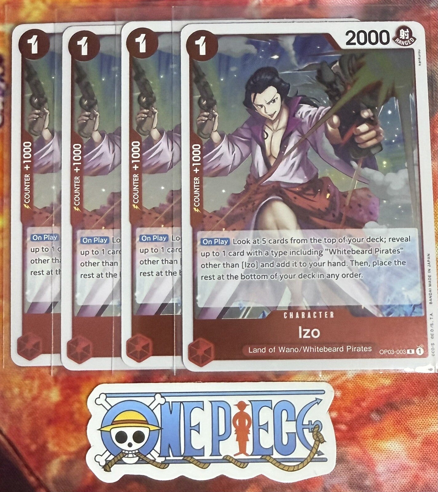 4x One Piece OP03-003 R Izo - Foil - English - Playset - TCG - NM/M