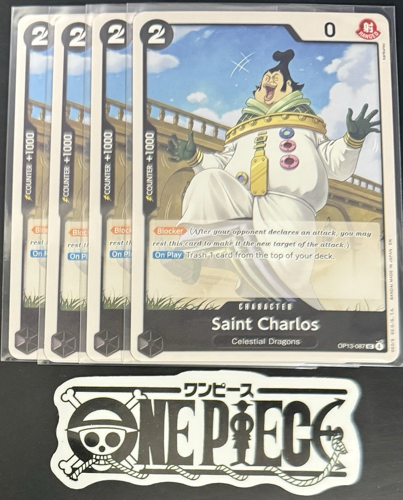 4x One Piece OP13-087 UC Saint Charlos - ENG - Regular - Playset - TCG - NM/M