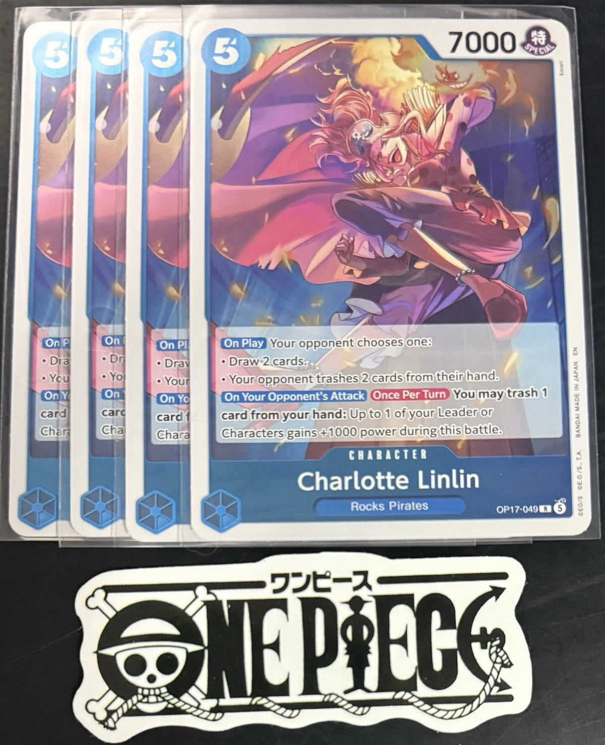 4x One Piece OP17-049 R - Charlotte Linlin - EN - Foil - Play Set - TCG - NM/M