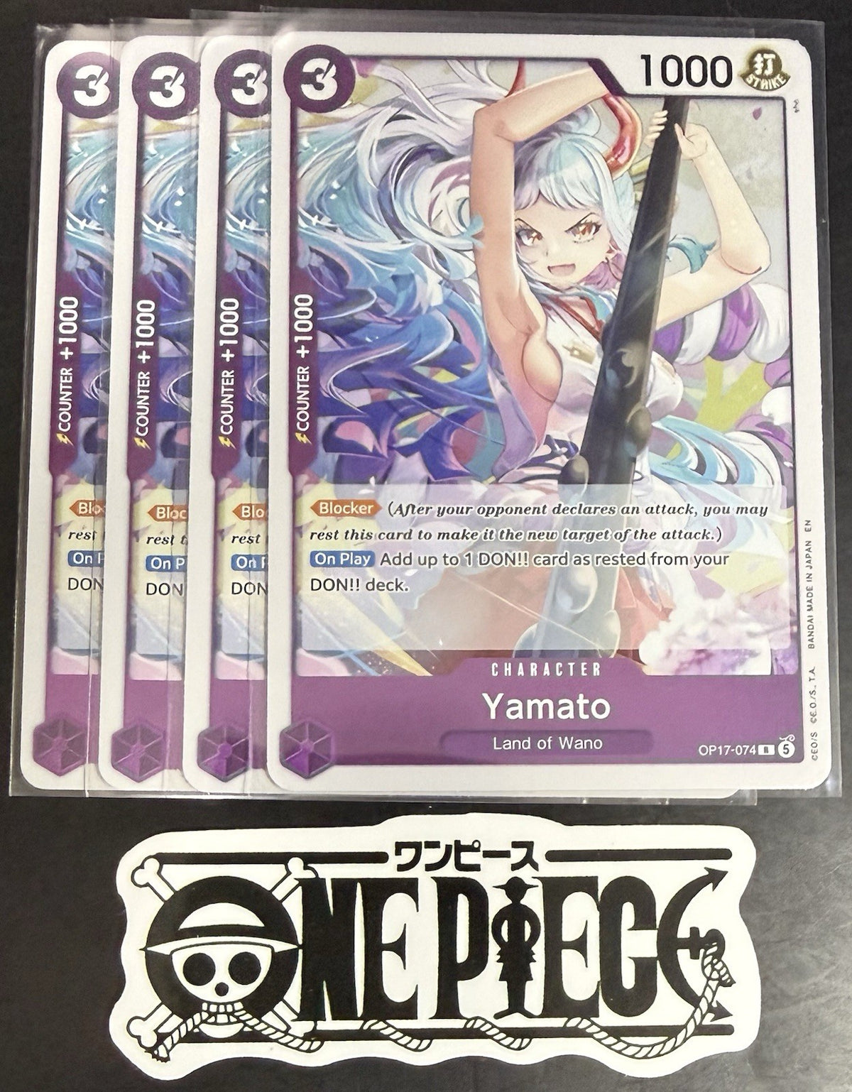 4x One Piece OP17-074 R - Yamato - EN - Foil - Play Set - TCG - NM/M