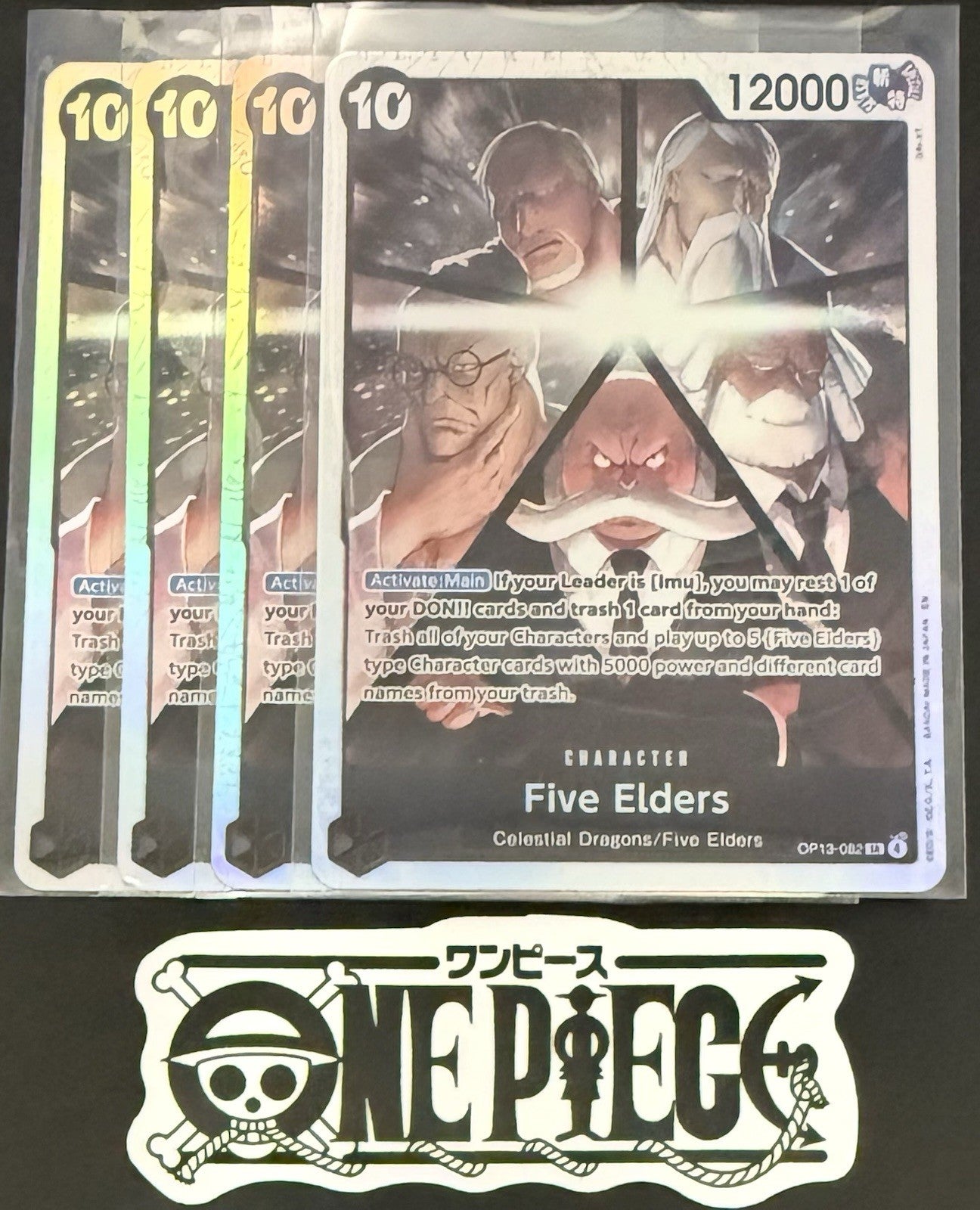 4x One Piece OP13-082 SR - Five Elders - EN - Foil - Play Set - TCG - NM/M