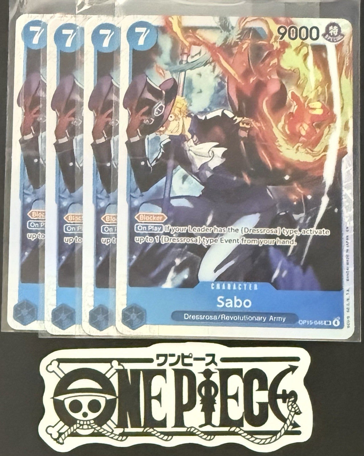 4x One Piece OP15-046 SR - Sabo - EN - Foil - Play Set - TCG - NM/M