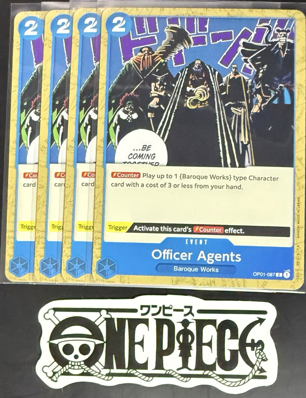 4x One Piece OP01-087 C Officer Agents - English - Regular - Playset - TCG -NM/M