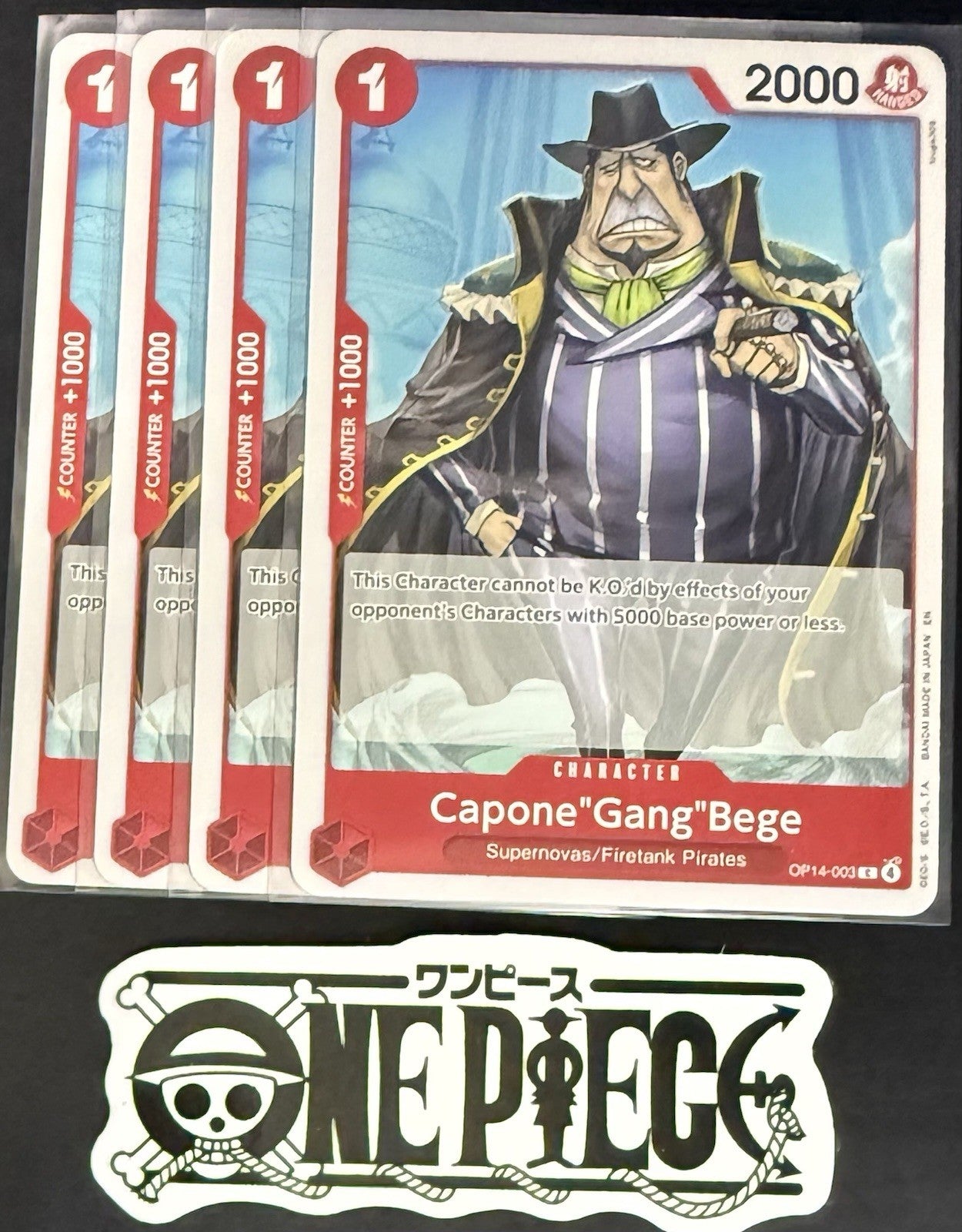 4x One Piece OP14-003 C Capone"Gang"Bege - ENG - Regular - Playset - NM/M