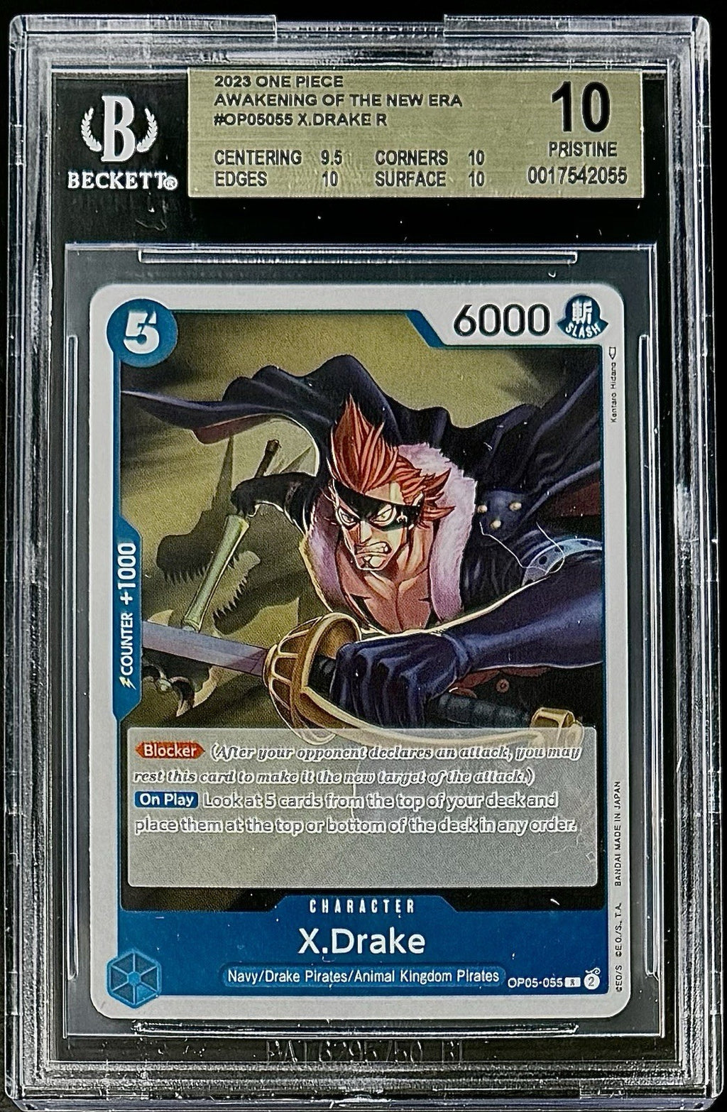 BGS 10 One Piece OP05-055 R X.Drake - English - Awakening of the New Era -Graded