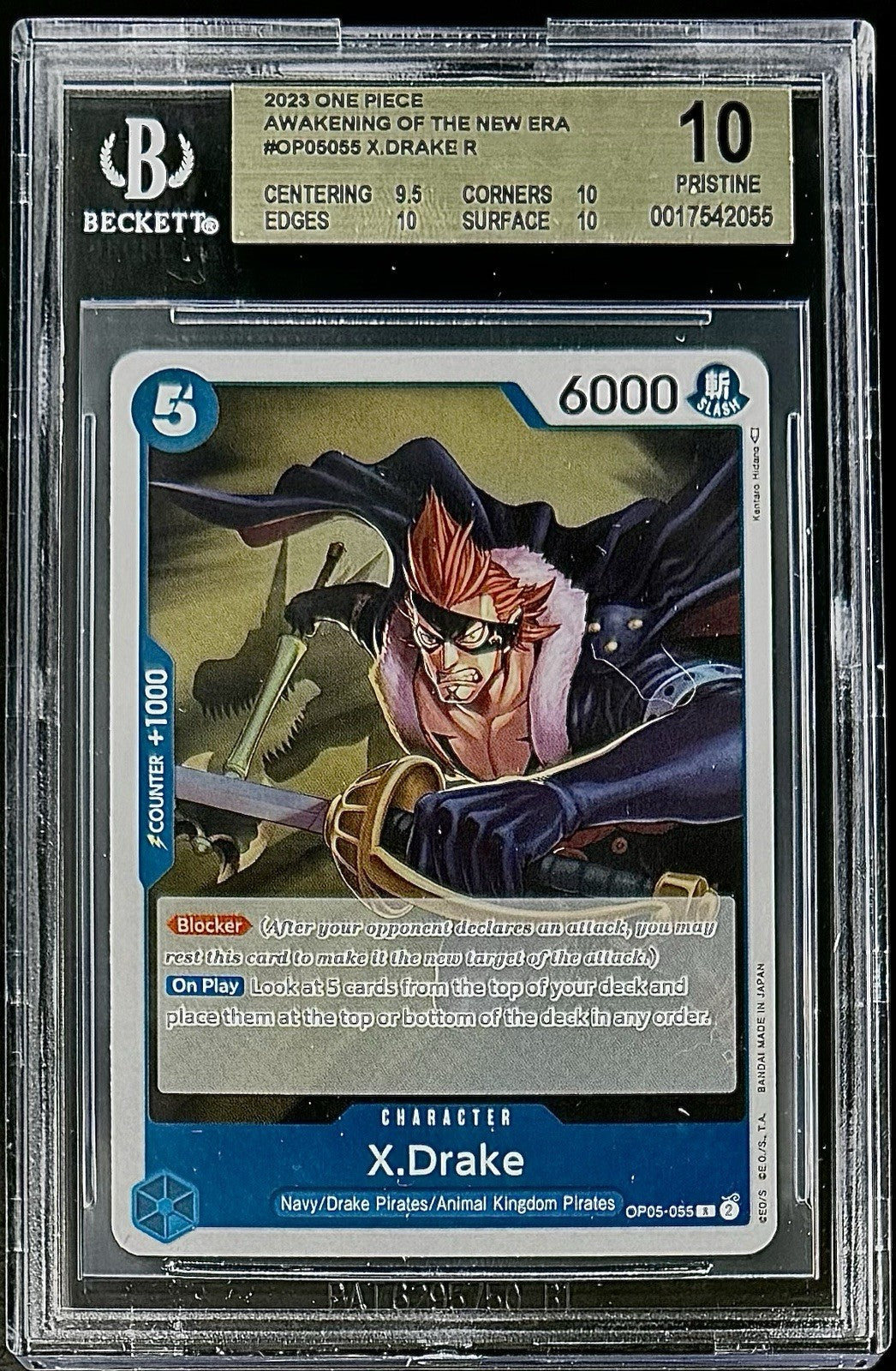 BGS 10 One Piece OP05-055 R X.Drake - English - Awakening of the New Era -Graded