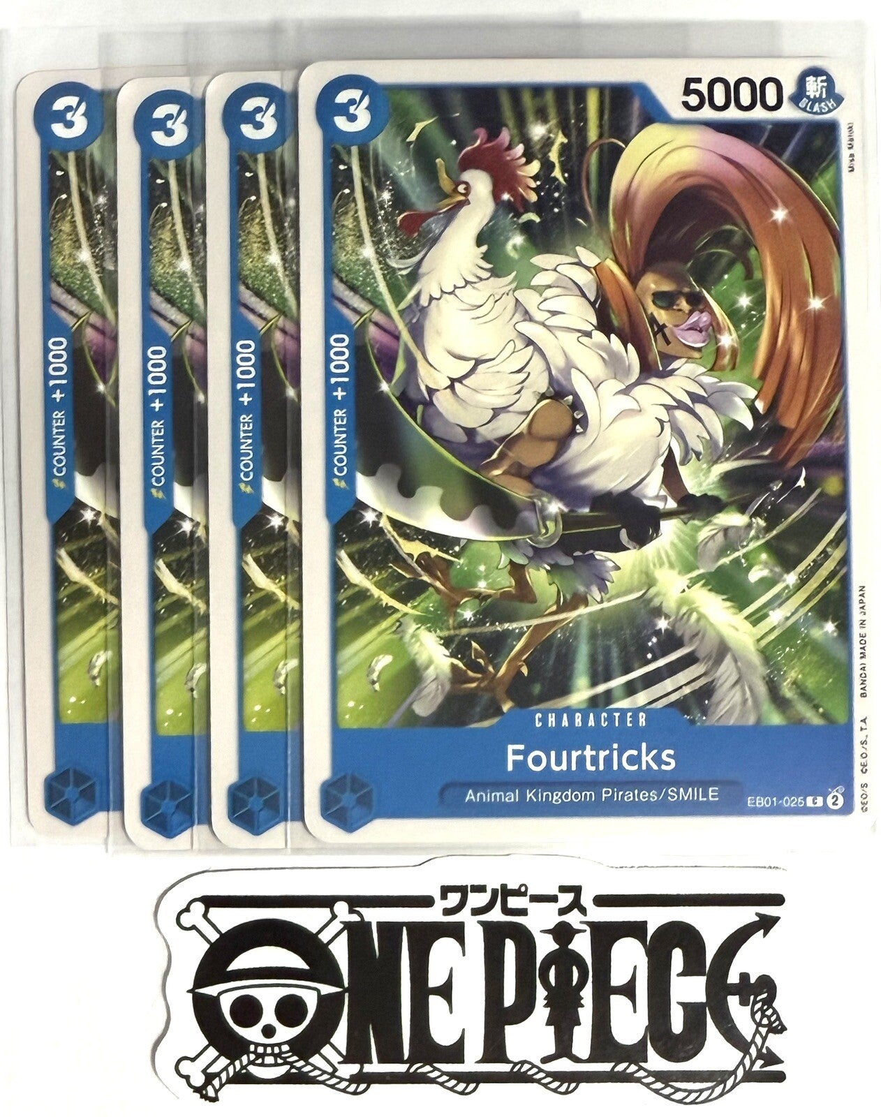 4x One Piece EB01-025 C Fourtricks - ENG - Regular - Play Set - TCG - NM/M