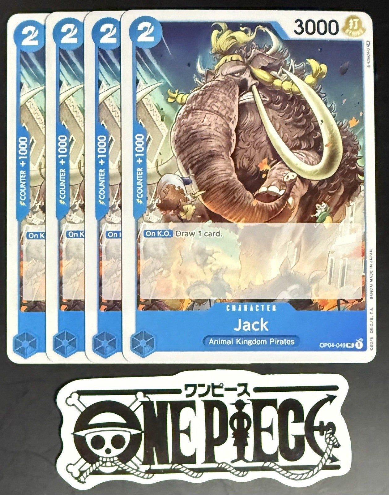4x One Piece OP04-049 UC Jack - English - Regular - Play Set - TCG - NM/M