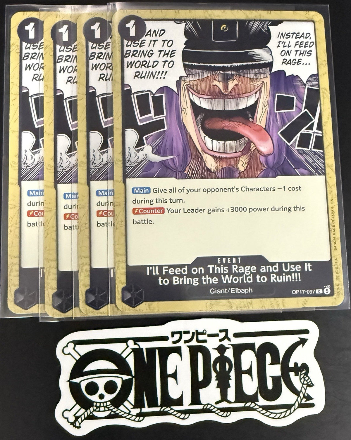 4x One Piece OP17-097 C - I'll Feed on... - EN - Regular - Play Set - TCG - NM/M