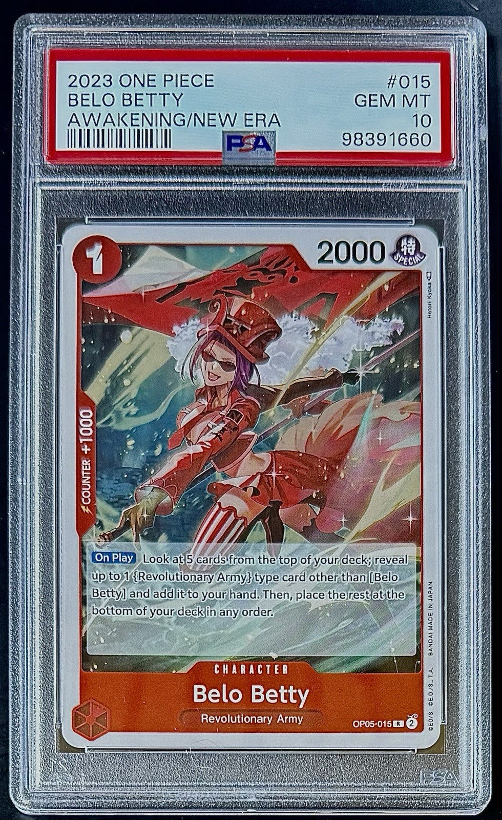 PSA 10 One Piece OP05-015 R Belo Betty - EN - Awakening of the New Era - Graded