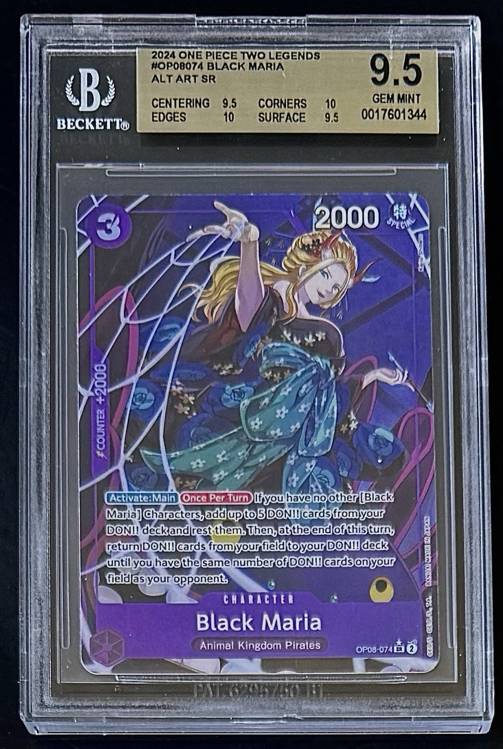 BGS 9.5 One Piece OP08-074 SR* Black Maria Alt Art - English -Two Legends-Graded
