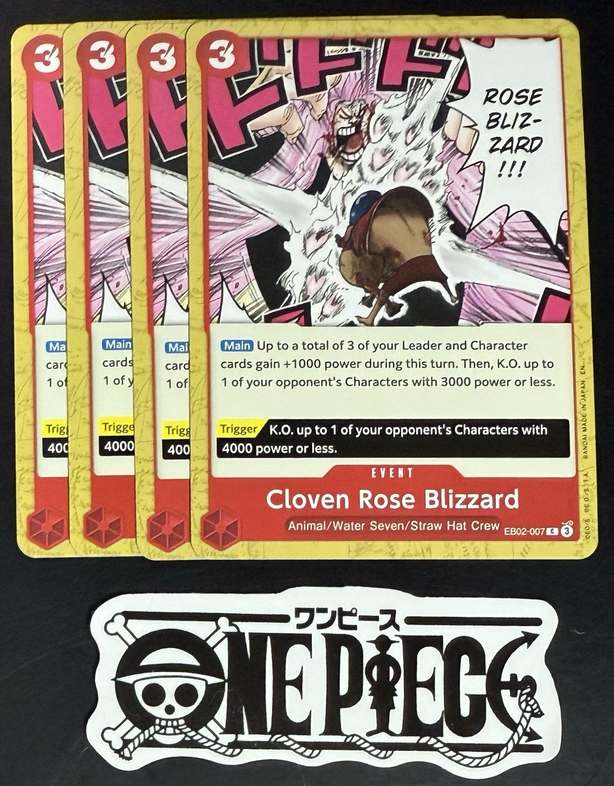 4x One Piece EB02-007 C Cloven Rose Blizzard - English - Regular - Play Set-NM/M
