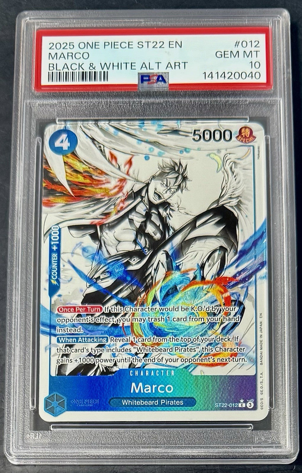 PSA 10 One Piece ST22-012 C* Marco - Alt Art- EN - Foil - Ace & Newgate - Graded