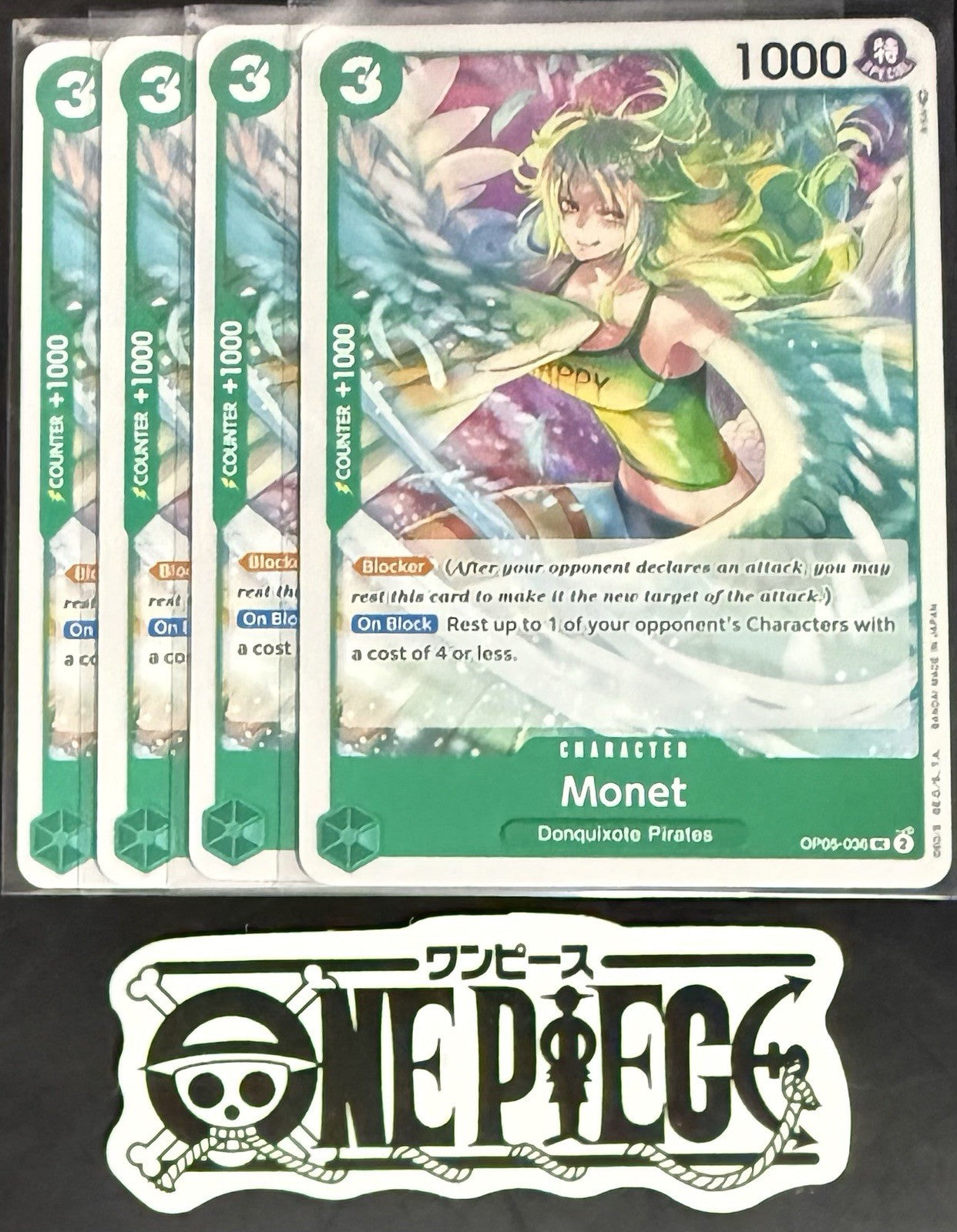 4x One Piece OP05-036 UC Monet - English - Regular - Play Set - TCG - NM/M