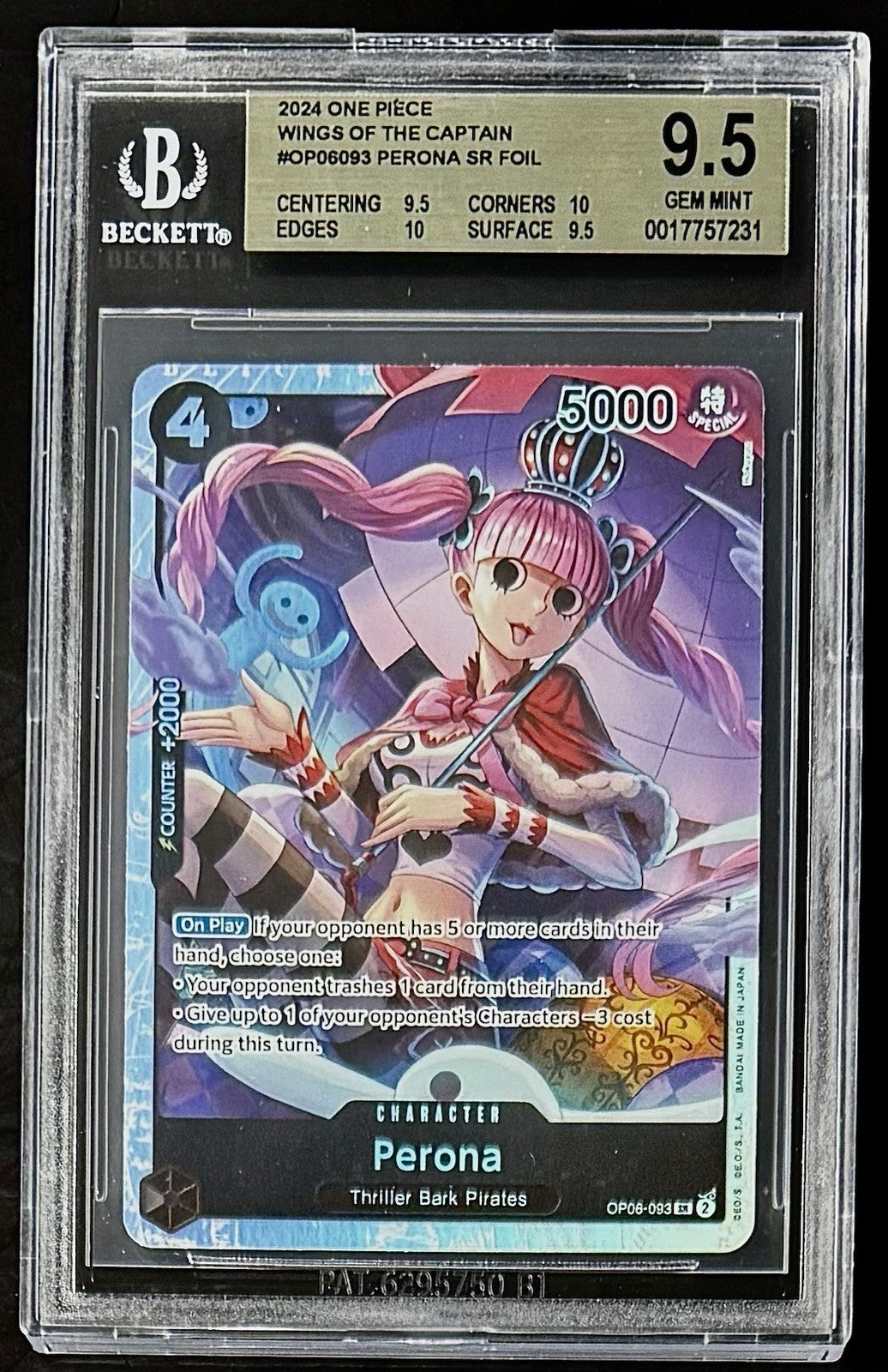 BGS 9.5 One Piece OP06-093 SR Perona - English - Wings of the Captain - Graded