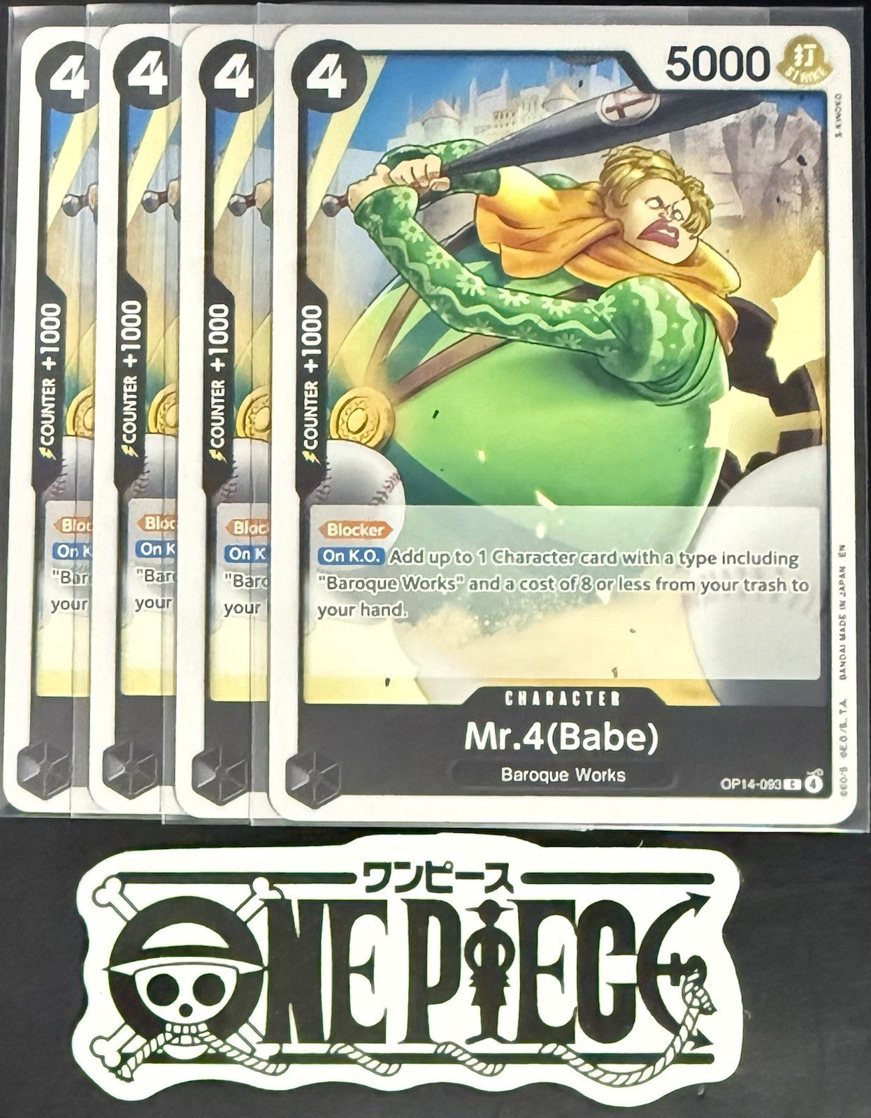 4x One Piece OP14-093 C Mr.4(Babe) - ENG - Regular - Playset - NM/M