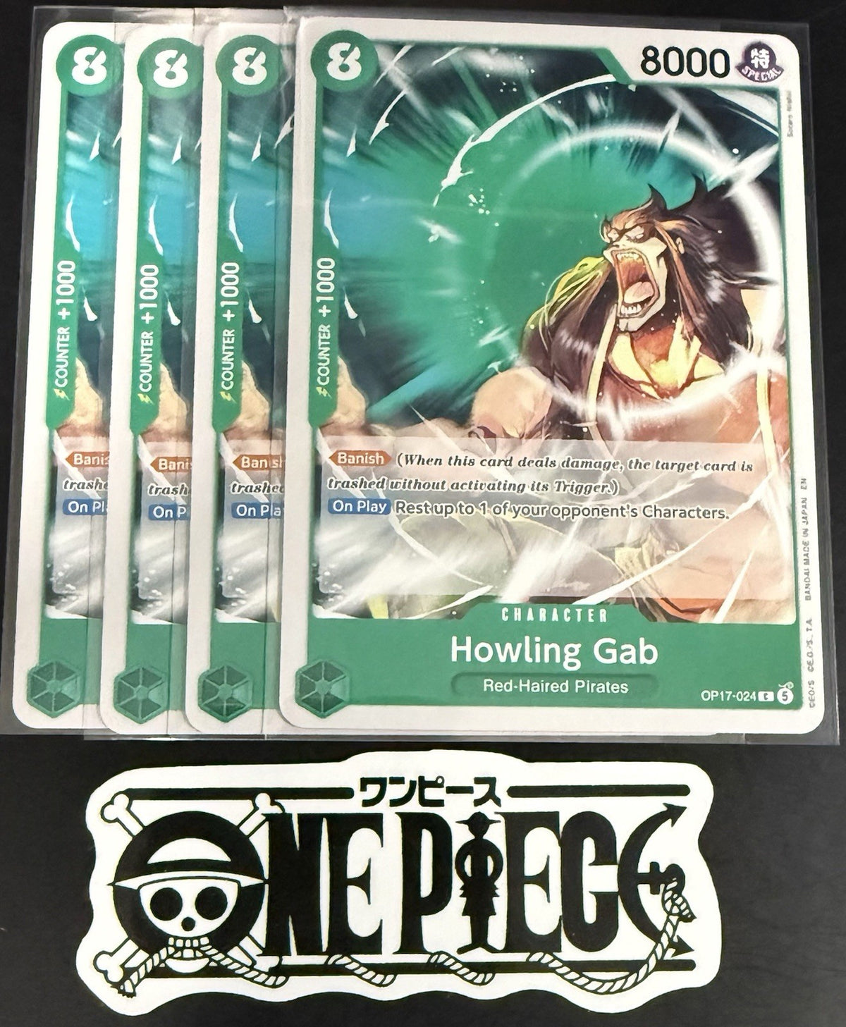 4x One Piece OP17-024 C - Howling Gab - EN - Regular - Play Set - TCG - NM/M