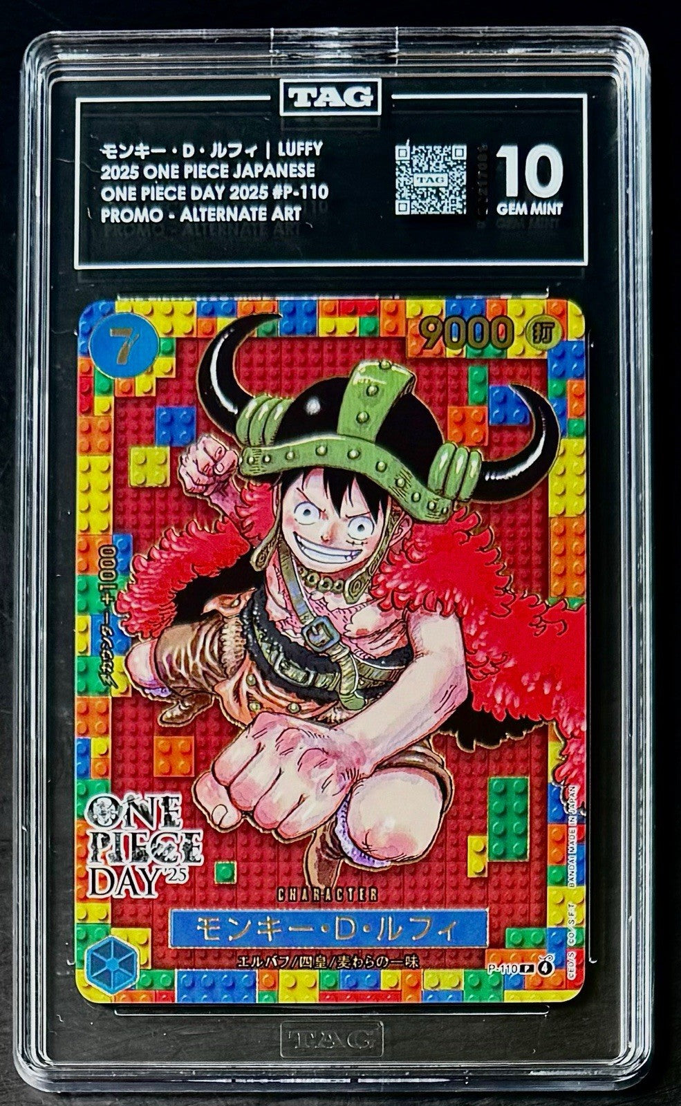 TAG 10 One Piece P-110 P Monkey.D.Luffy - JP - Foil - One Piece Day - Graded