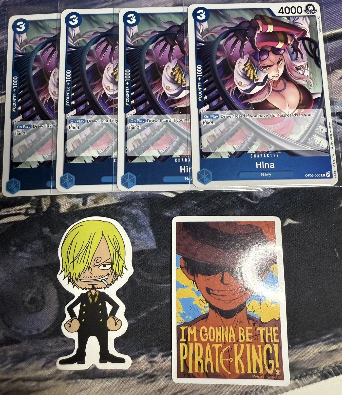 4x One Piece OP05-050 R Hina - ENG - Foil - Playset - TCG - NM/M