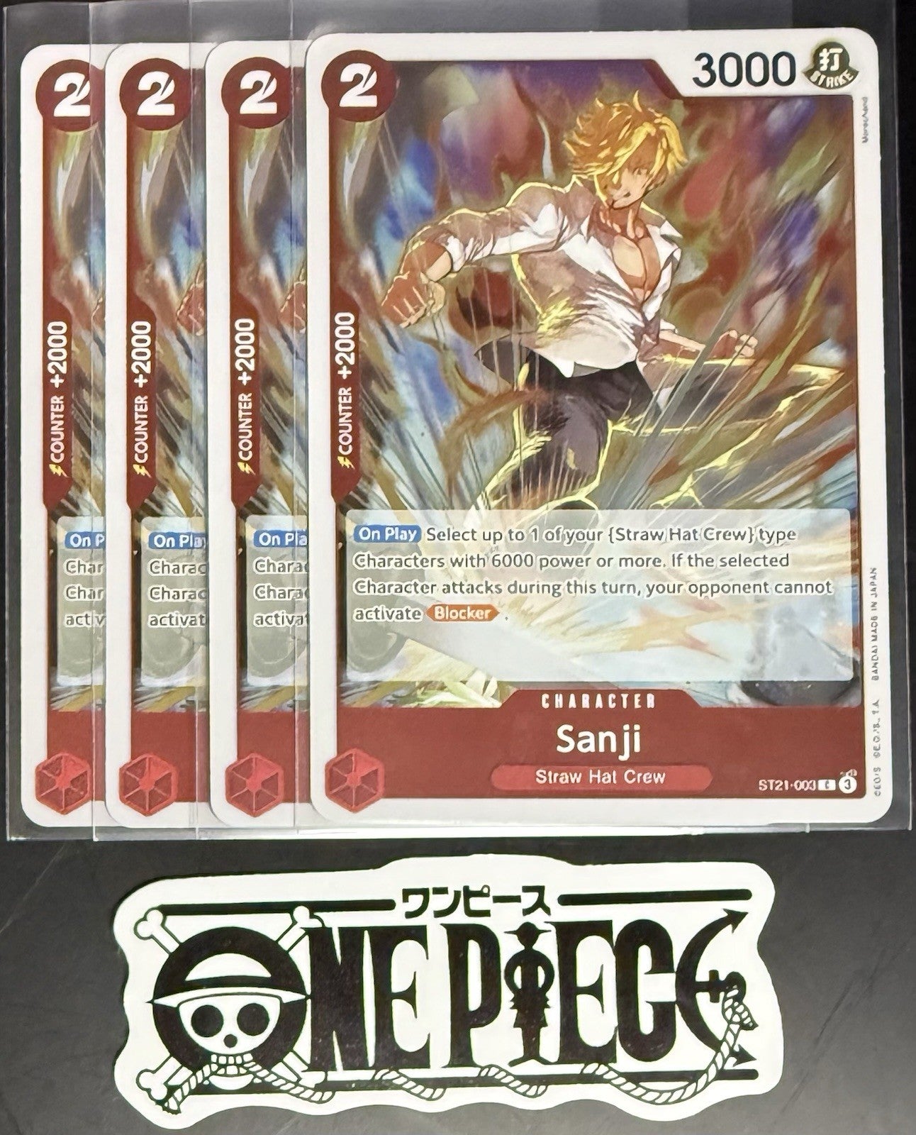 4x One Piece ST21-003 C Sanji - English - Foil - Playset - TCG - NM/M
