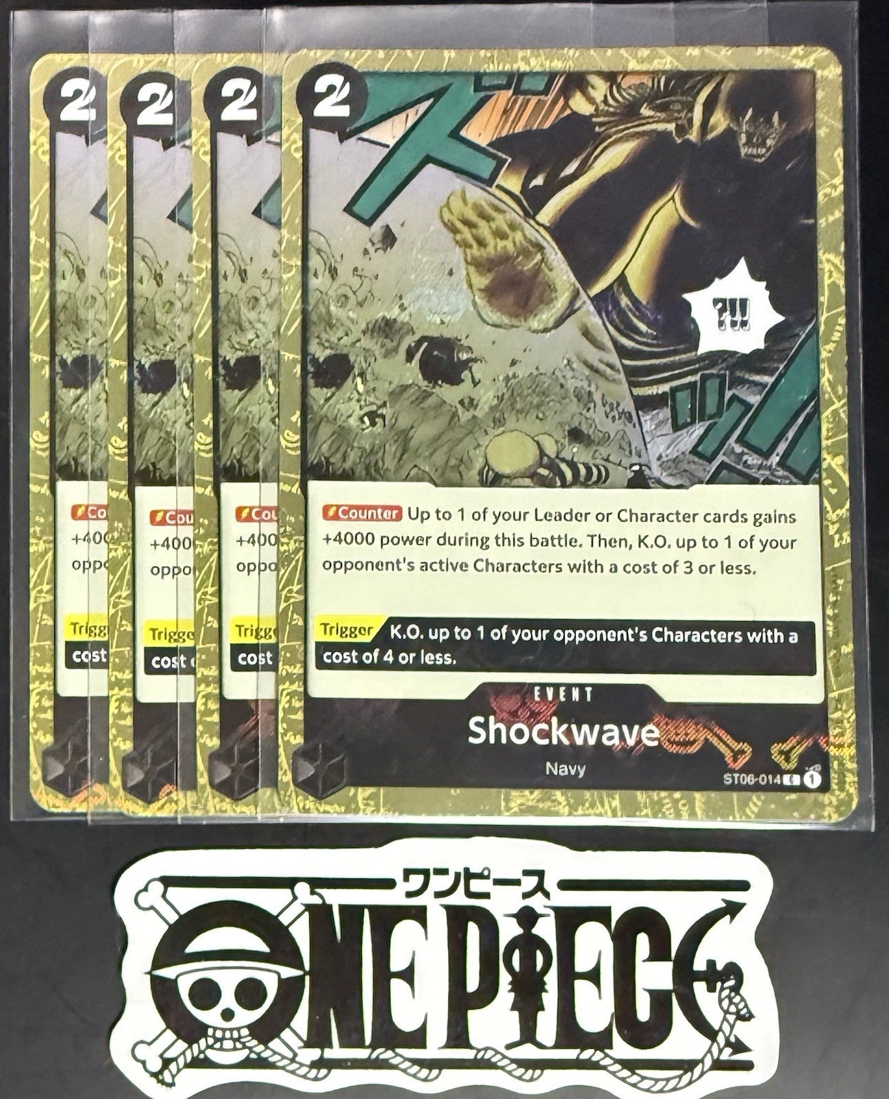 4x One Piece ST06-014 C Shockwave - English - Flag Foil - Playset - TCG - NM/M