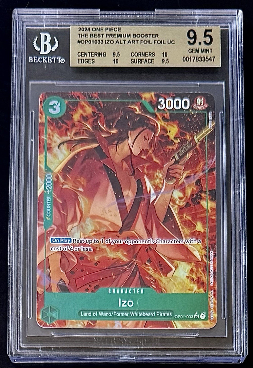BGS 9.5 One Piece OP01-033 UC* Izo Alt Art - English - Foil - PRB01 - Graded