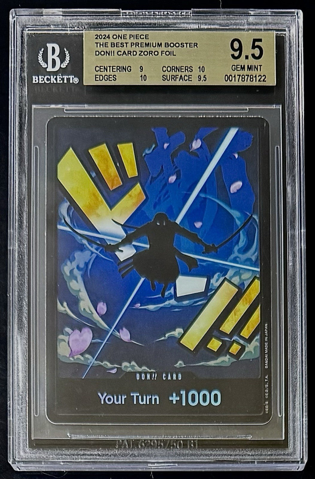 BGS 9.5 One Piece Don!! Card Roronoa Zoro - English - Foil - PRB01 - Graded
