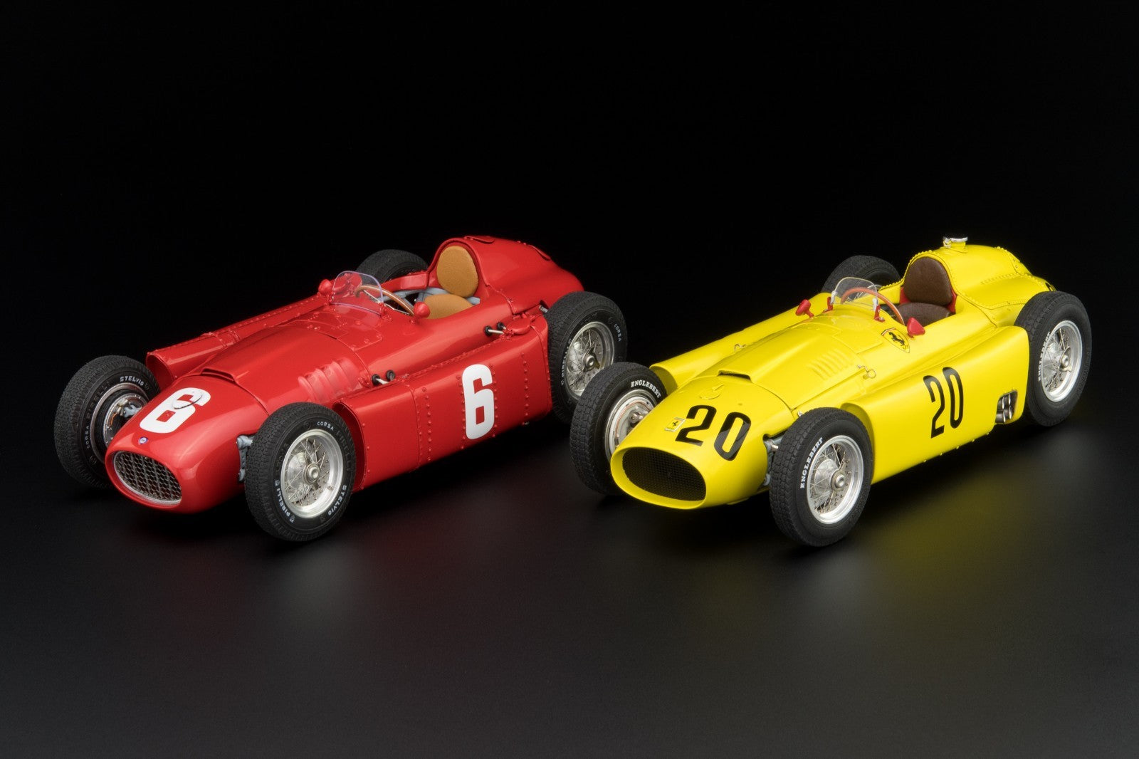 CMC M-184 Ferrari D50 Bundle of 2 Cars, #20 in Yellow & #6 in Red, 1:18