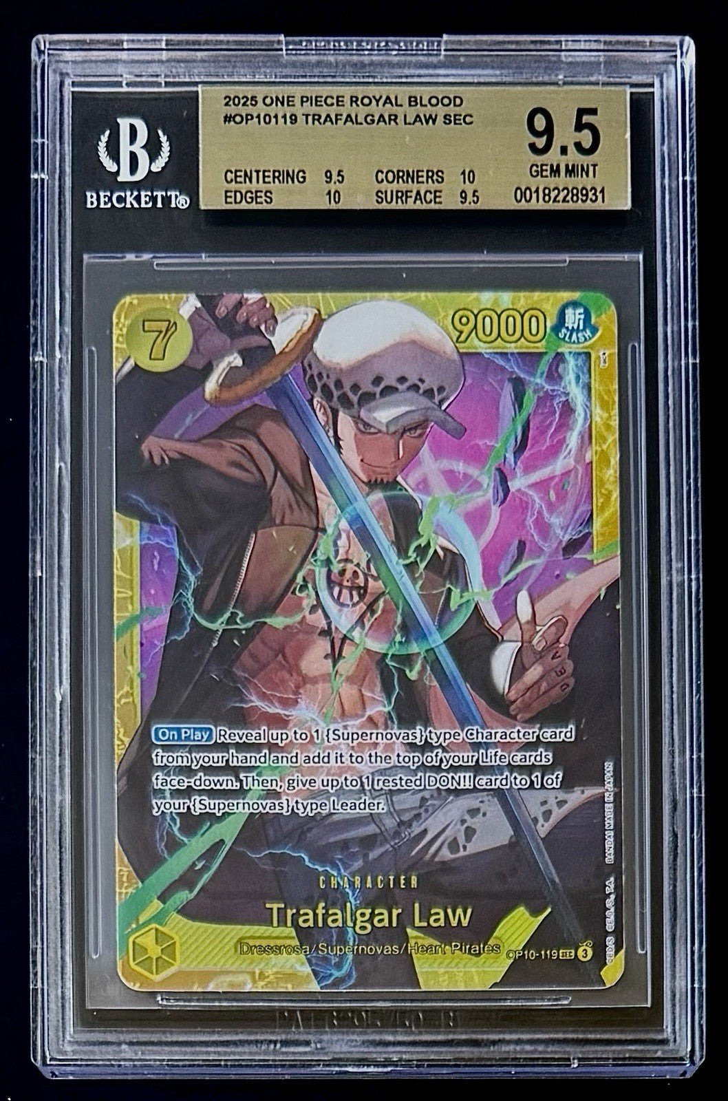 BGS 9.5 One Piece OP10-119 SEC Trafalgar Law - English - Royal Blood - Graded