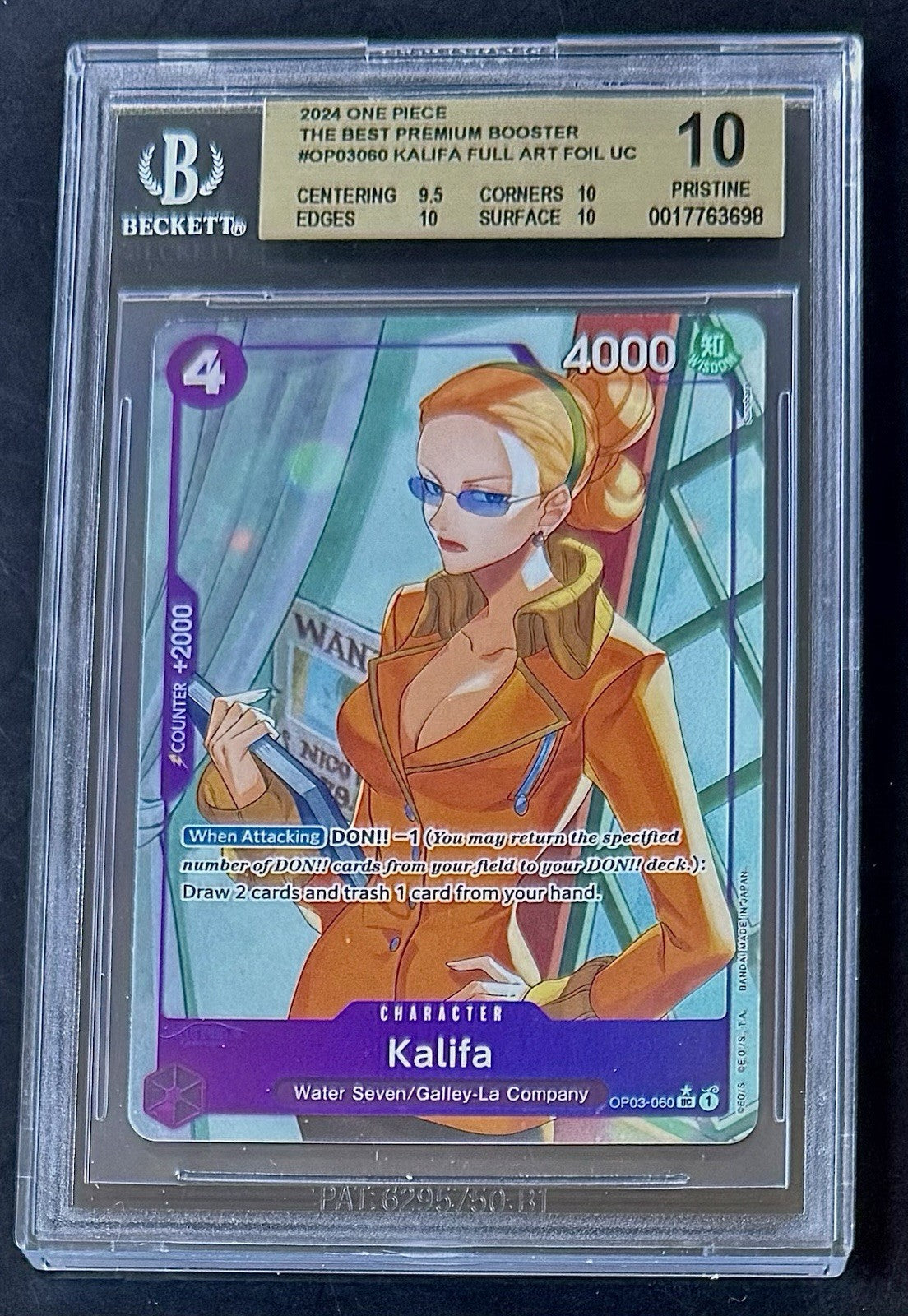 BGS 10 One Piece OP03-060 UC* Kalifa Full Art Foil - English - PRB01 - Graded