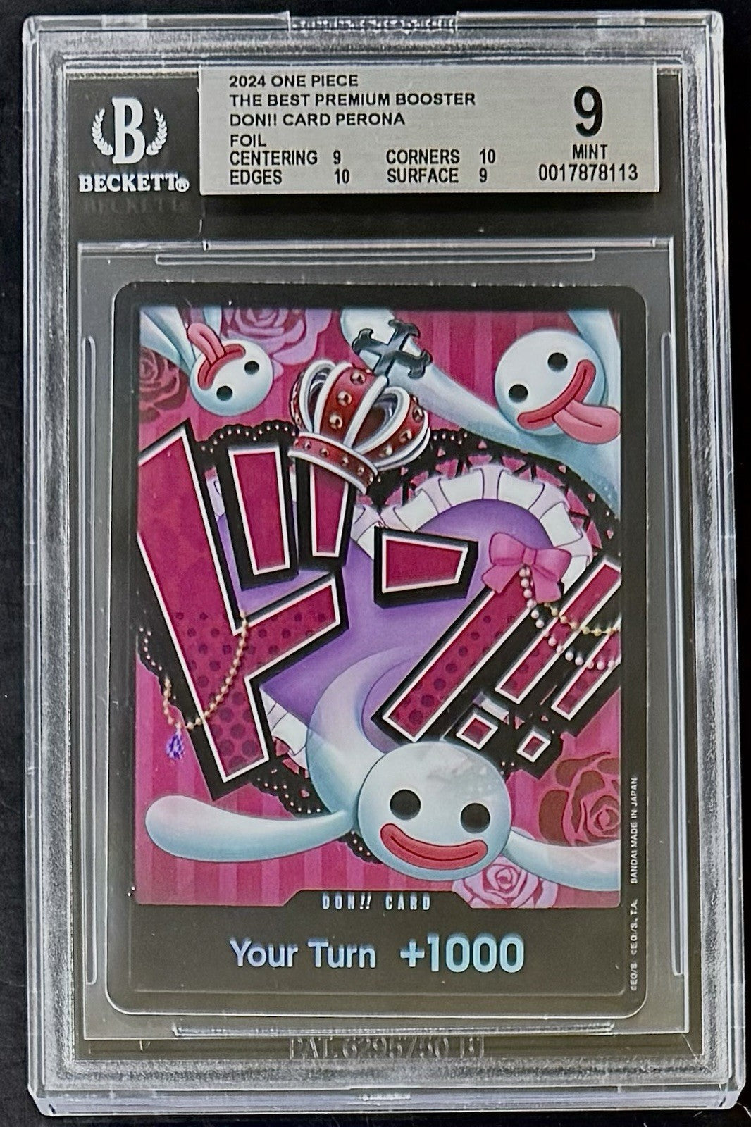 BGS 9 One Piece Don!! Card Perona - English - Foil - PRB01 - Graded