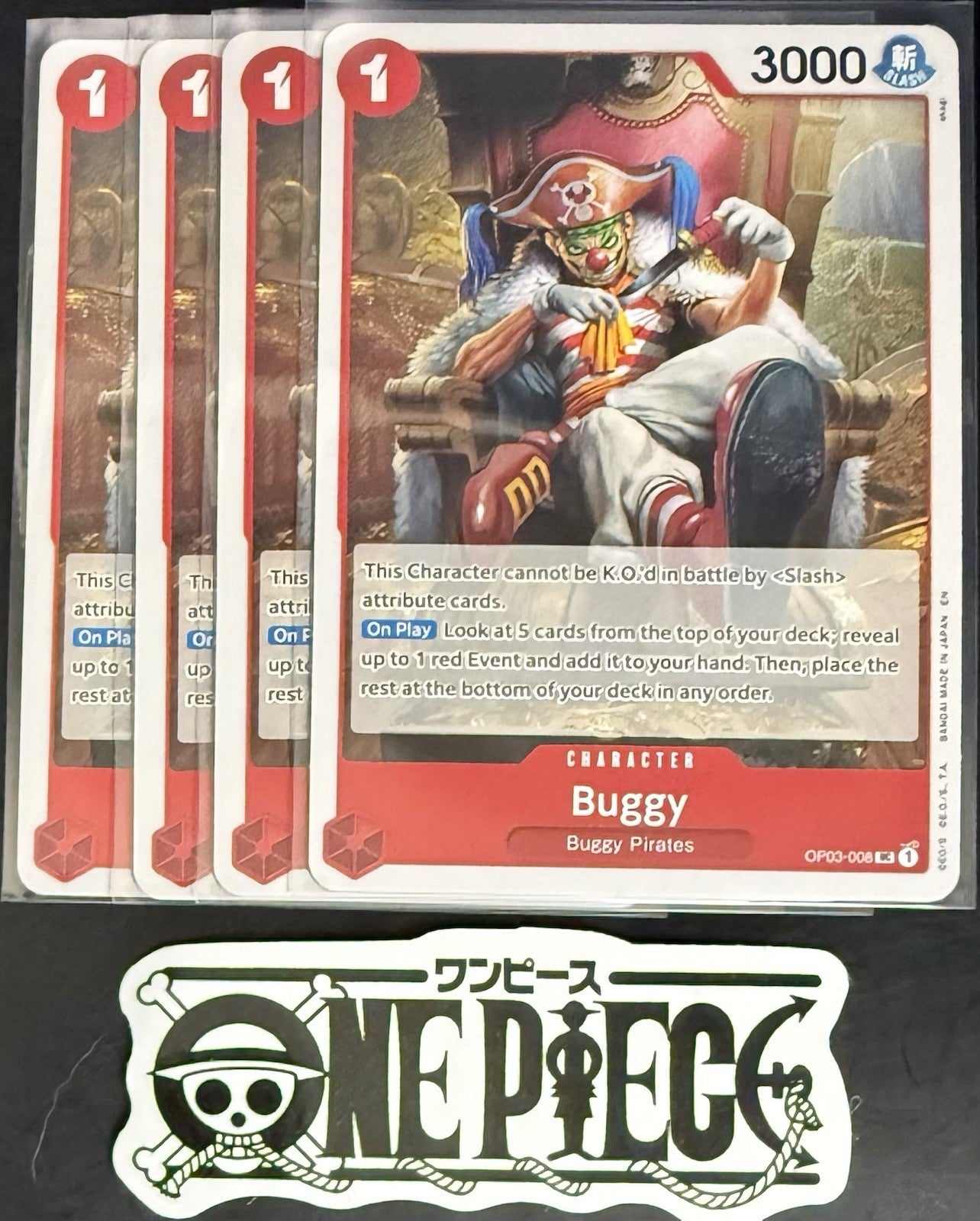 4x One Piece OP03-008 UC Buggy - English - Regular - Playset - TCG - NM/M