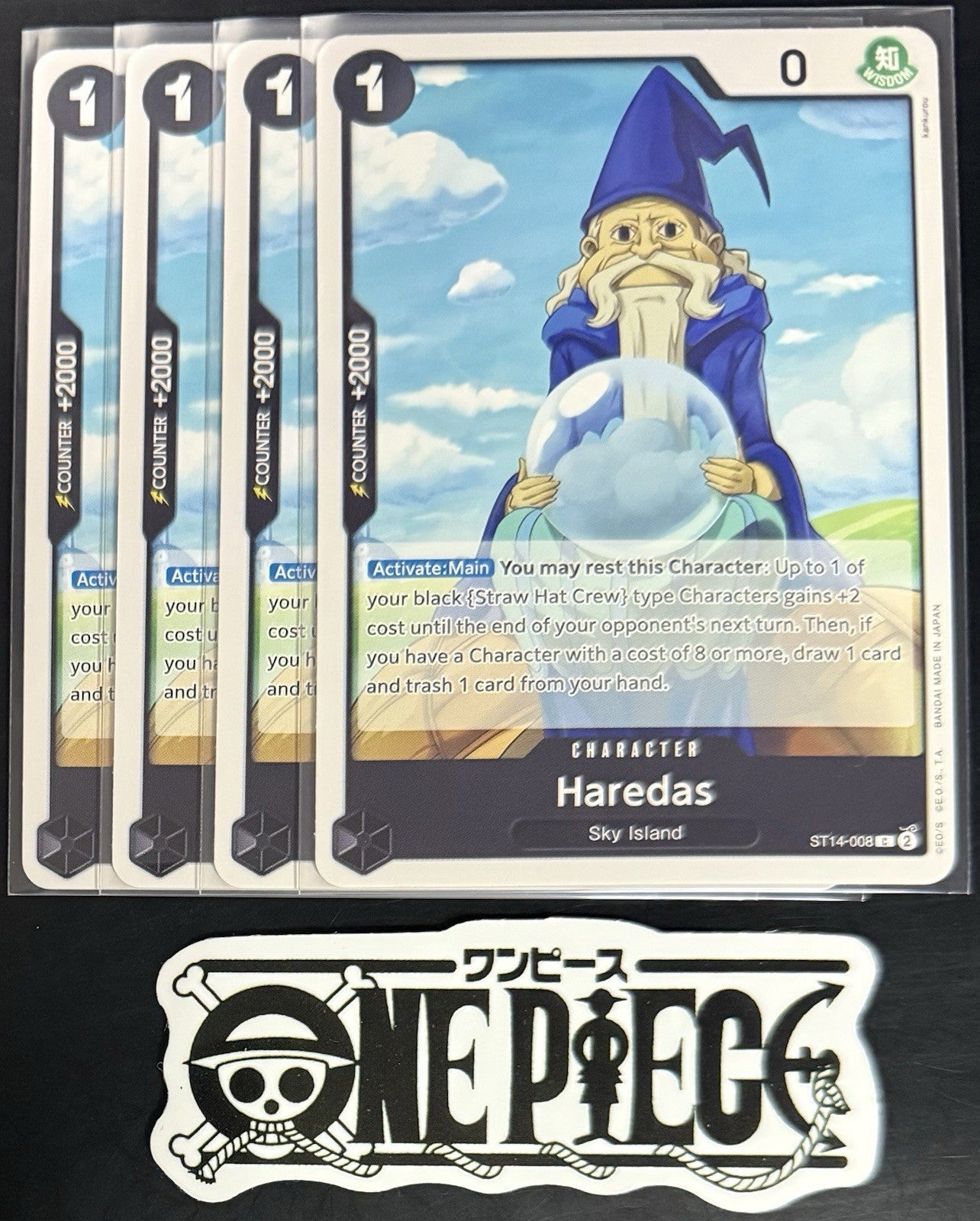 4x One Piece ST14-008 C Haredas - ENG - Regular - Playset - TCG - NM/M