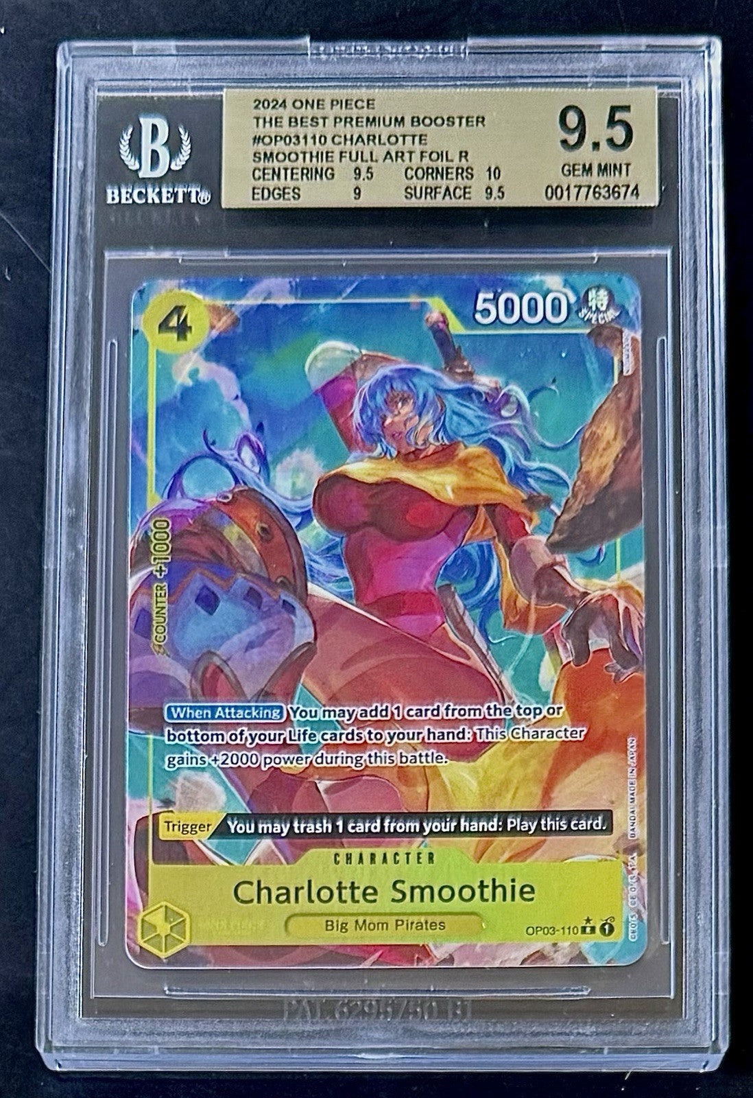 BGS 9.5 One Piece OP03-110 R* -Charlotte Smoothie - Full Art - EN - PRB01 - Foil